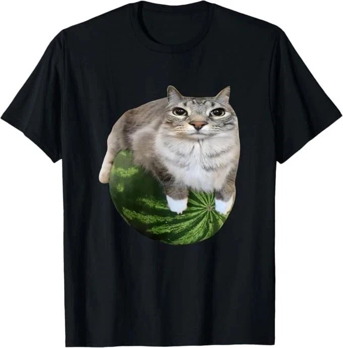 Watermelon Cat T-Shirt  Silly Cat Meme Funny Cute Kitten Tee Gift for Cat Lover Unisex T-shirt, Sweatshirt, Hoodie, Long Sleeve Tee - T-Shirt, Sweatshirt, Hoodie