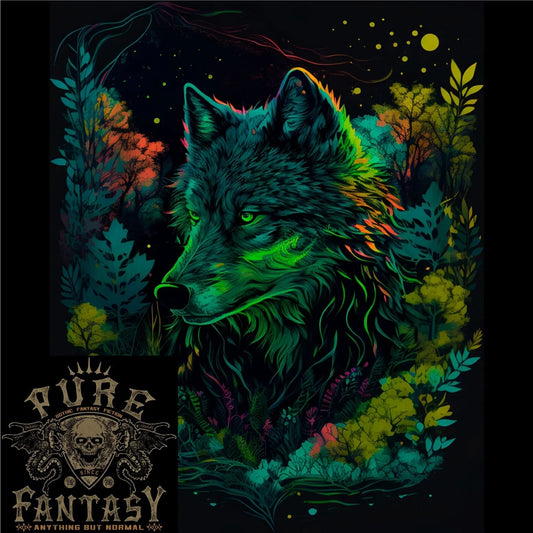 A Fantasy Wolf in the Forest Mens Light Cotton T-Shirt Unisex T-shirt, Sweatshirt, Hoodie, Long Sleeve Tee - T-Shirt, Sweatshirt, Hoodie