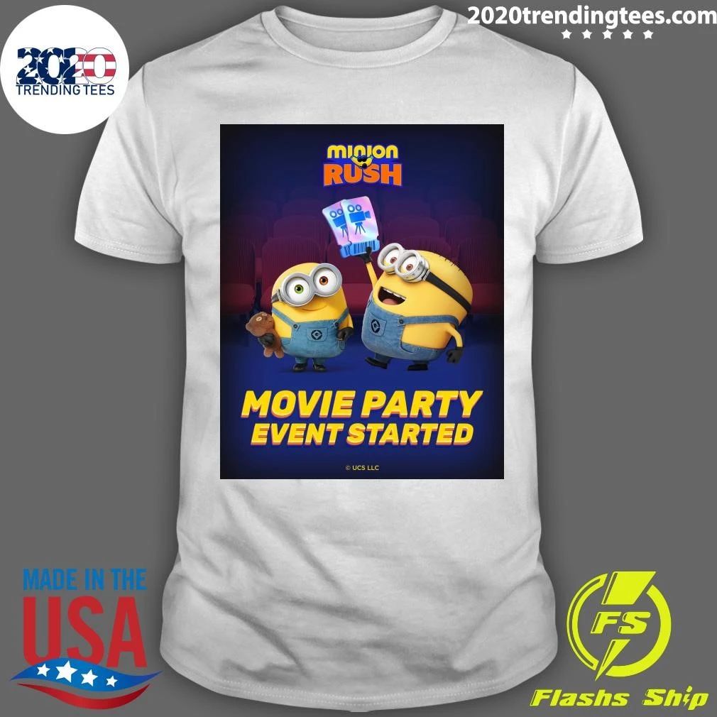 Minion Rush Movie Party Event Started Shirt Unisex T-shirt, Sweatshirt, Hoodie, Long Sleeve Tee - T-Shirt, Sweatshirt, Hoodie