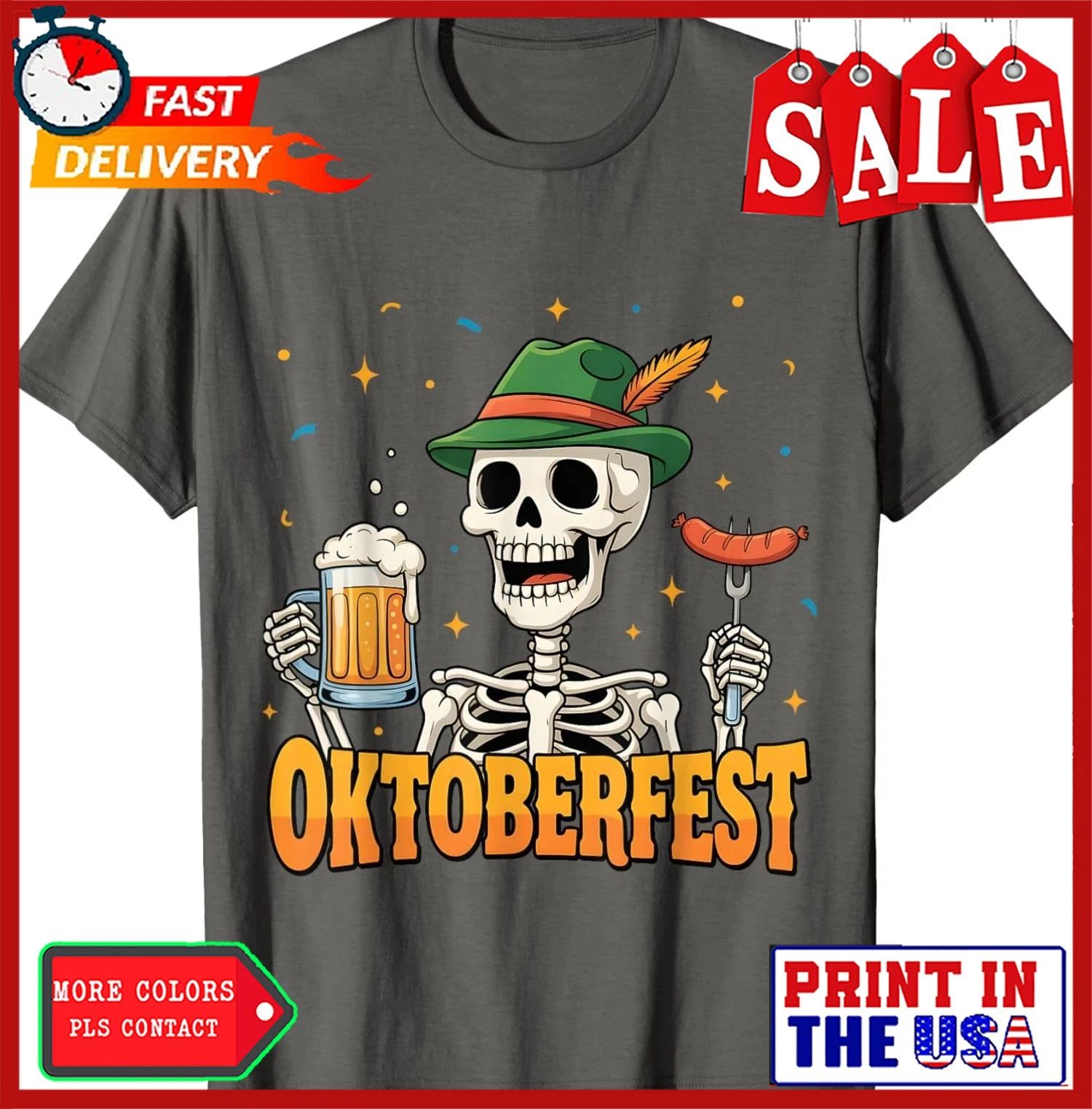 Oktoberfest Funny Skeleton Drinking German Beer Cute Unisex T-Shirt Unisex T-shirt, Sweatshirt, Hoodie, Long Sleeve Tee - T-Shirt, Sweatshirt, Hoodie