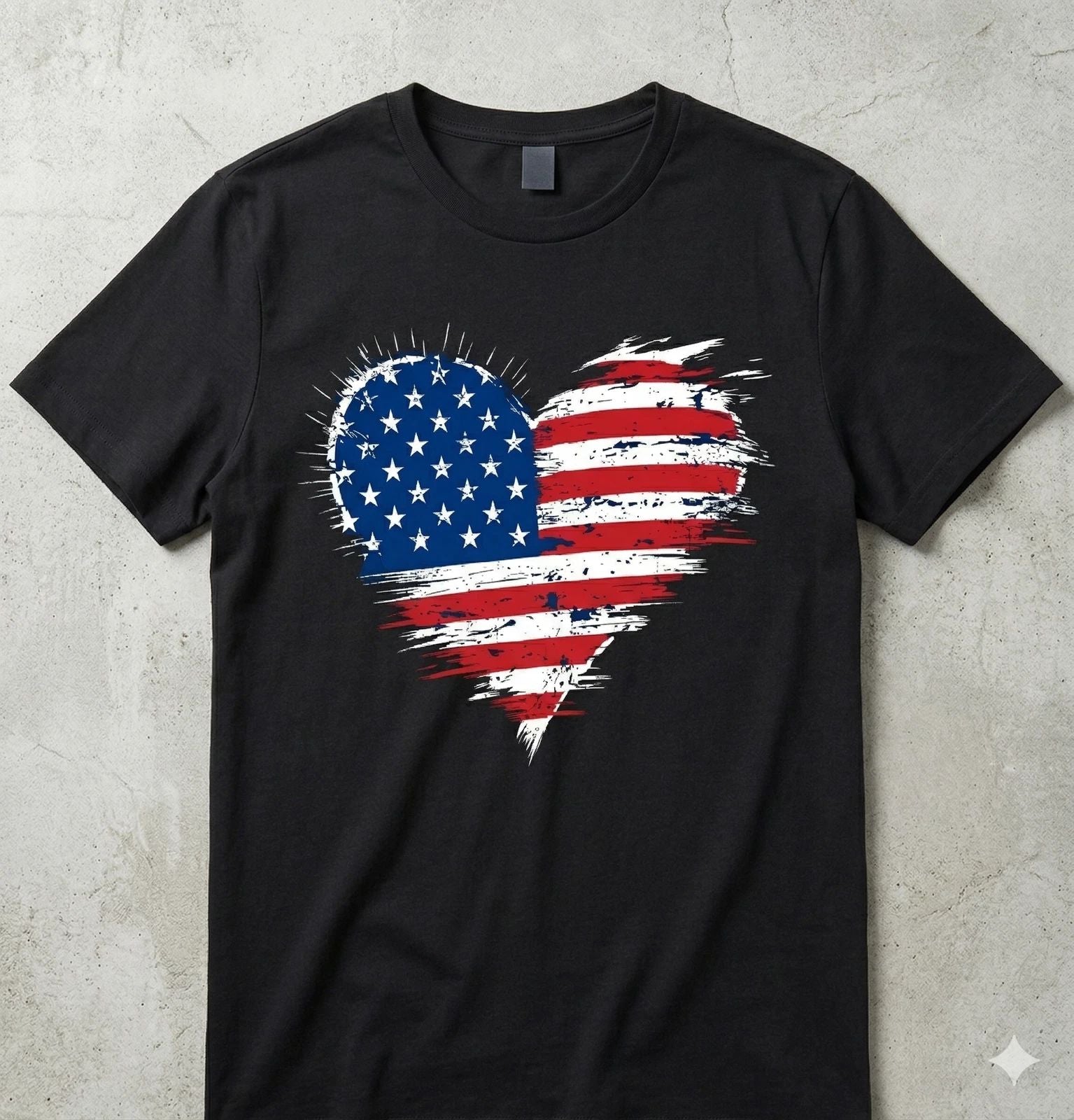 Cute American Flag Heart 4th of July Patriotic USA Tshirt Unisex T-shirt, Sweatshirt, Hoodie, Long Sleeve Tee - T-Shirt, Sweatshirt, Hoodie