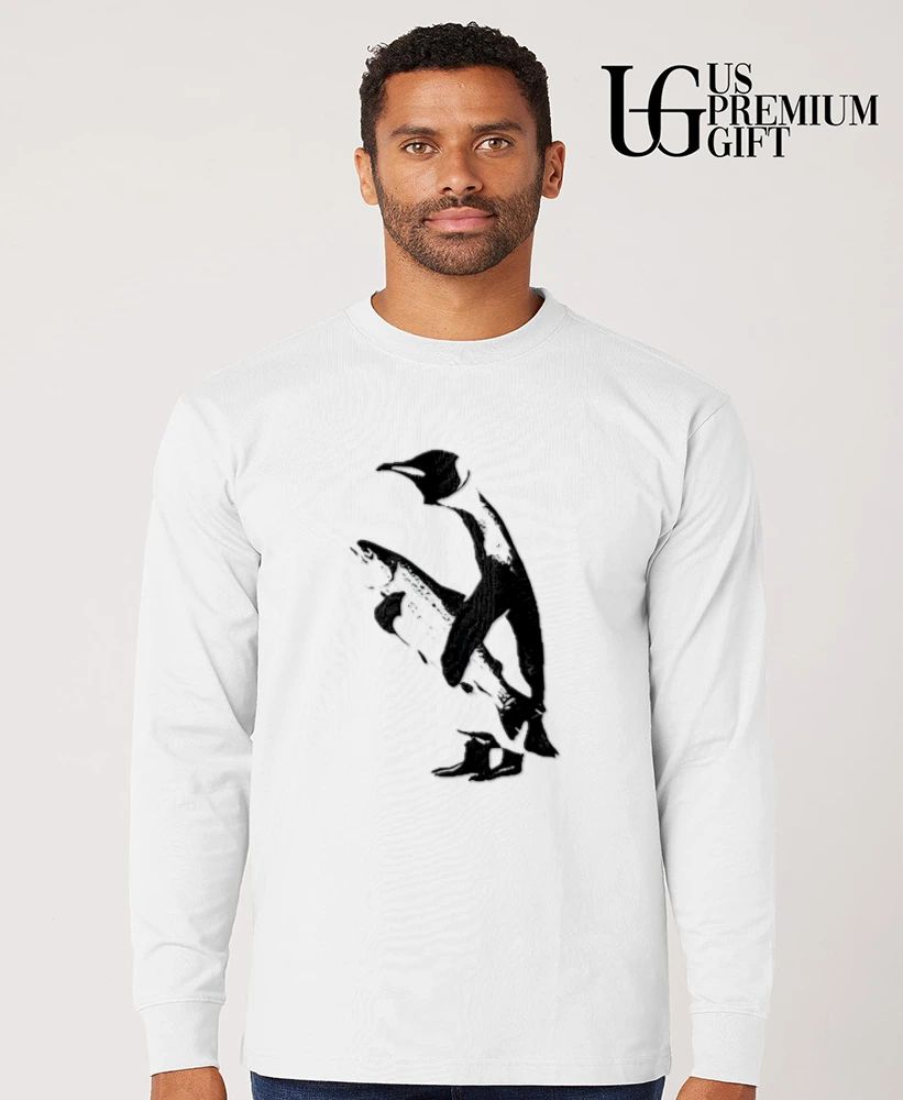 Penguin holding a fish - Adult & Kids T-Shirts, Sweatshirts & Hoodies apparel design preview 5