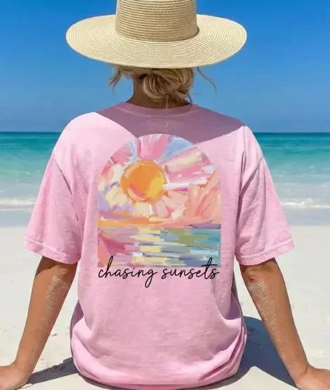 Chasing Sunsets Shirt Aesthetic Beach Vacation Graphic Tee Unisex T-shirt, Sweatshirt, Hoodie, Long Sleeve Tee - T-Shirt, Sweatshirt, Hoodie