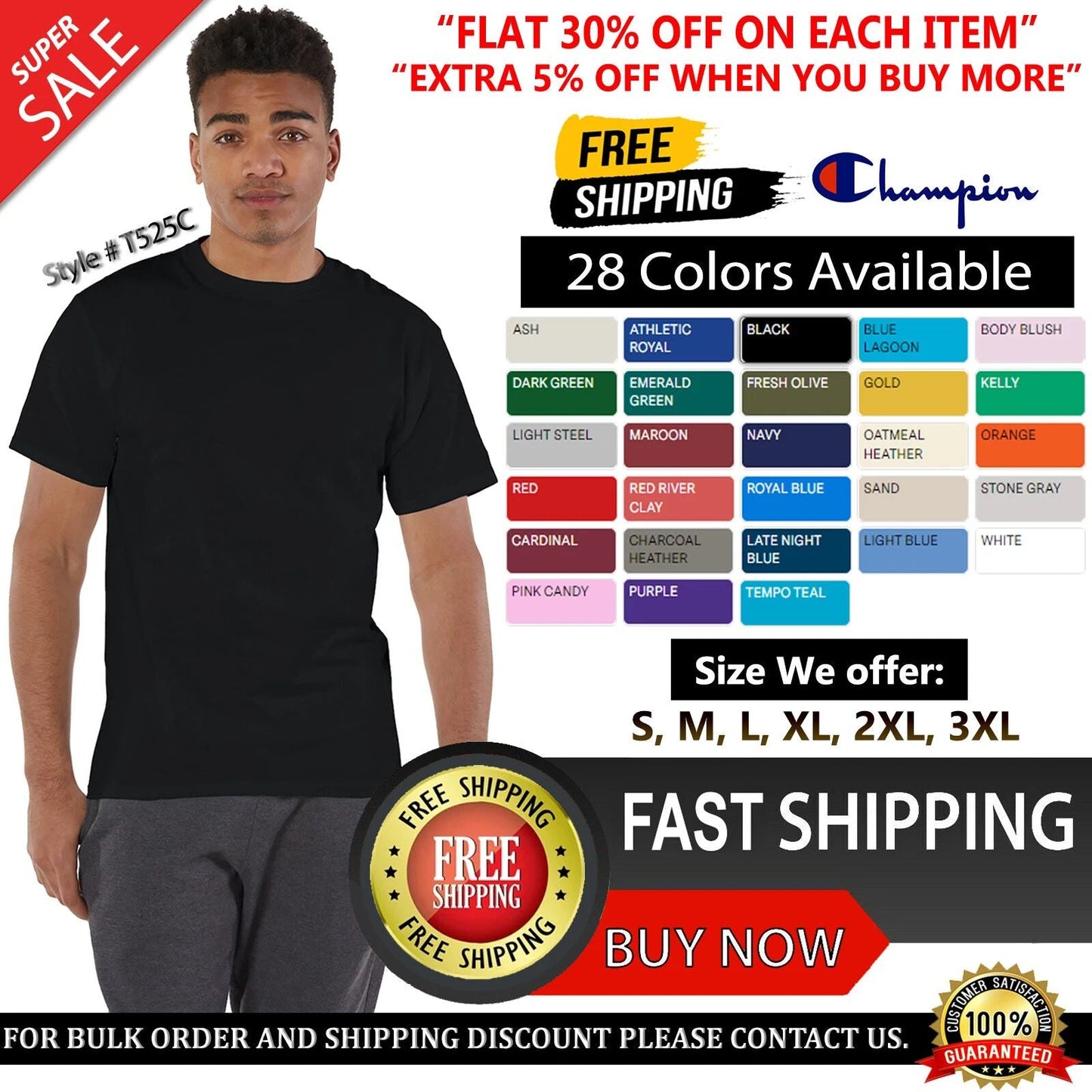 Champion Mens Crew Neck T Shirt Short Sleeve T-Shirt T525C S, M, L, XL, 2XL, 3XL Unisex T-shirt, Sweatshirt, Hoodie, Long Sleeve Tee - T-Shirt, Sweatshirt, Hoodie