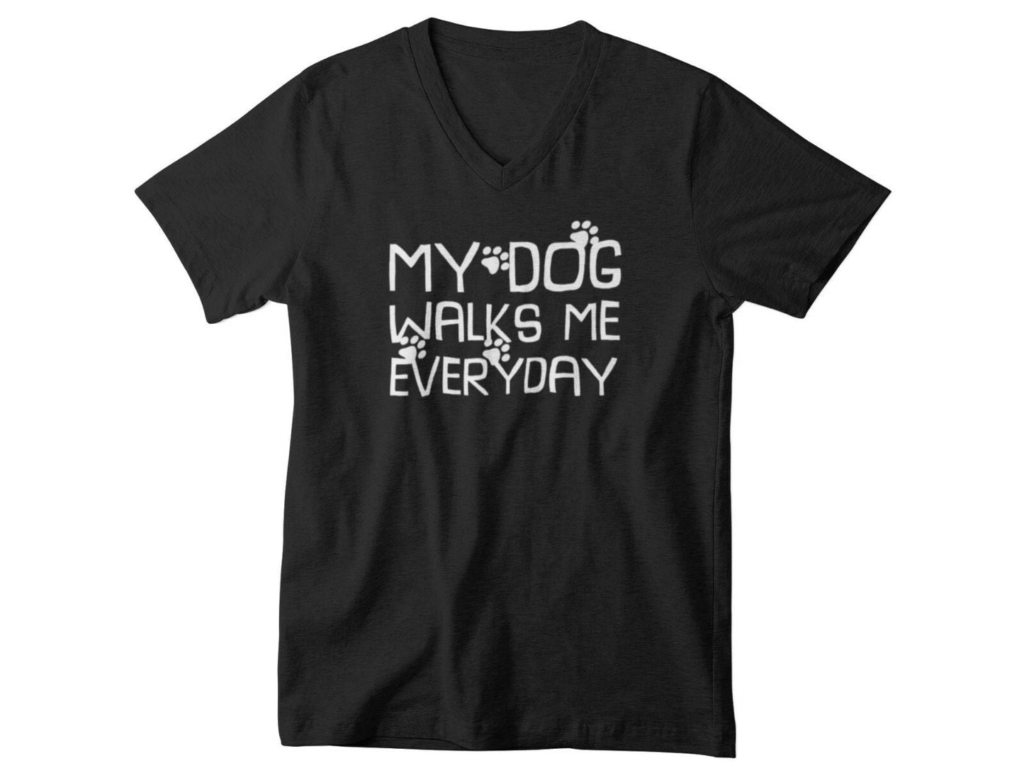 Mens V-neck My Dog Walks Me Everyday T Shirt Dog Lover Funny Dog Owner Gift Tee Unisex T-shirt, Sweatshirt, Hoodie, Long Sleeve Tee - T-Shirt, Sweatshirt, Hoodie