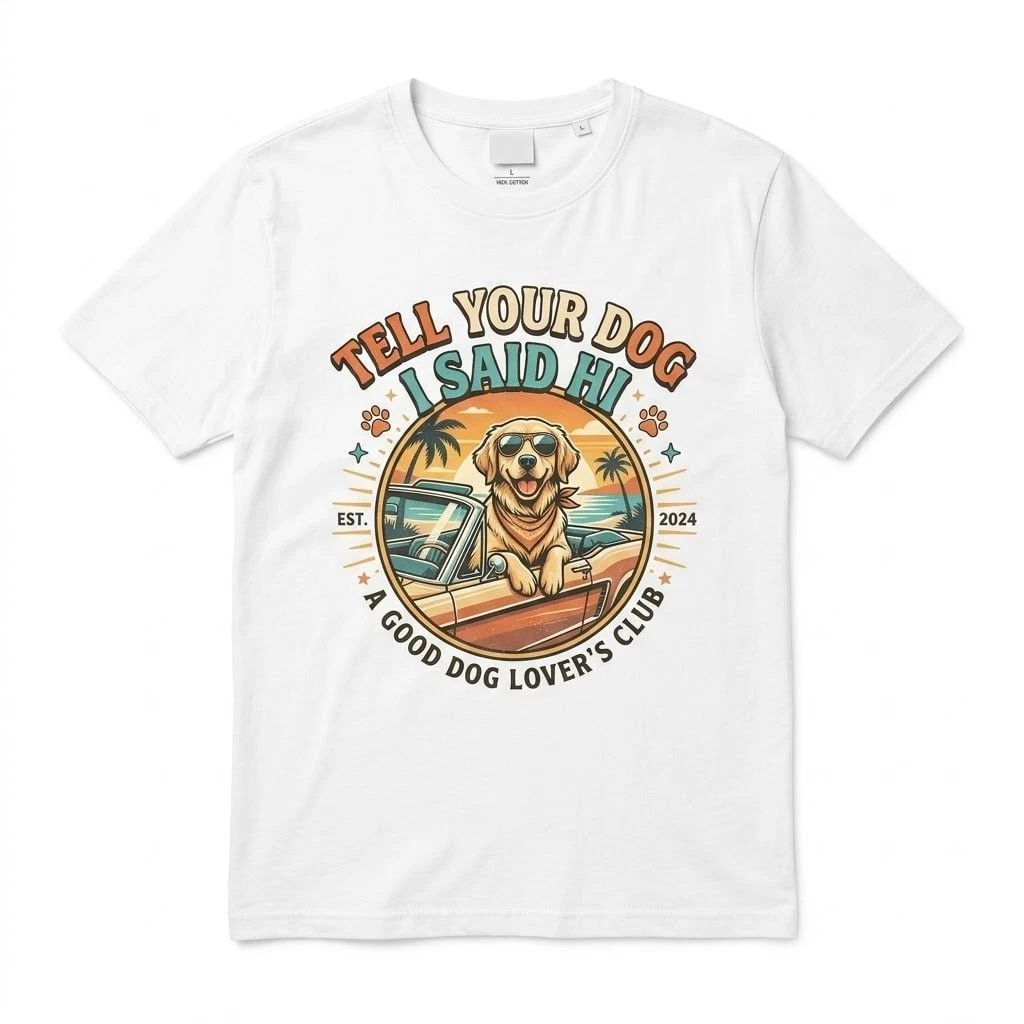 Tell Your Dog I Said Hi T-Shirt Retro Golden Retriever Dog Lover Gift Unisex T-shirt, Sweatshirt, Hoodie, Long Sleeve Tee - T-Shirt, Sweatshirt, Hoodie