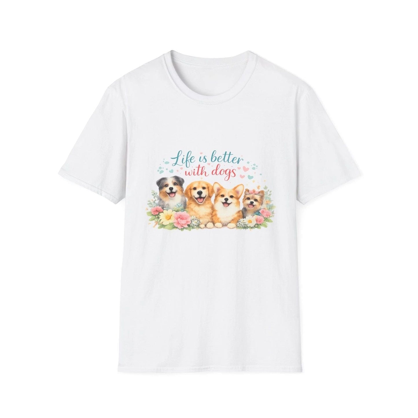 Life Is Better With Dogs T-Shirt | Cute Watercolor Puppies Dog Lover Gift Tee Unisex T-shirt, Sweatshirt, Hoodie, Long Sleeve Tee - T-Shirt, Sweatshirt, Hoodie