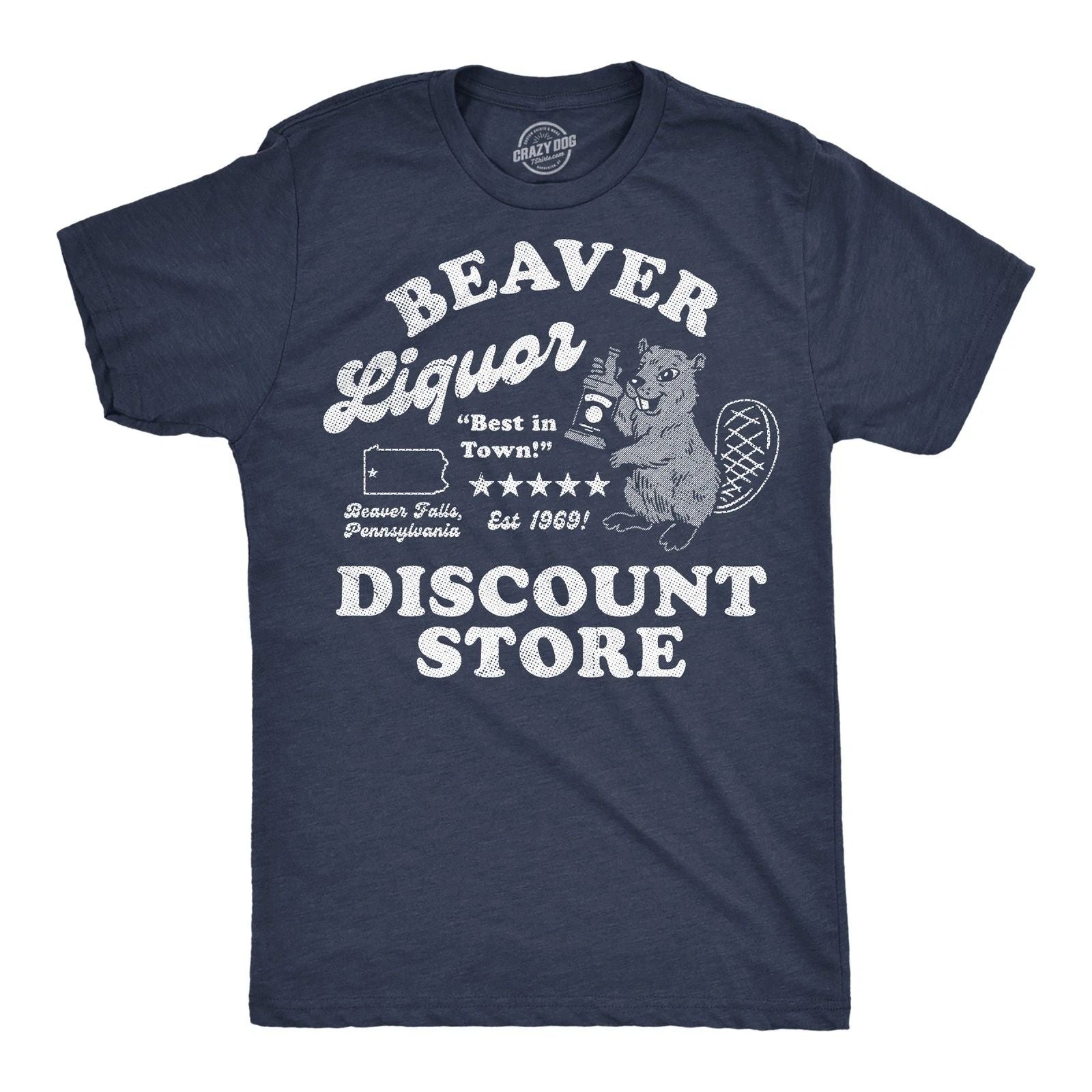 Mens Funny T Shirts Beaver Liquor Discount Store Sarcastic Adult Joke Graphic Unisex T-shirt, Sweatshirt, Hoodie, Long Sleeve Tee - T-Shirt, Sweatshirt, Hoodie