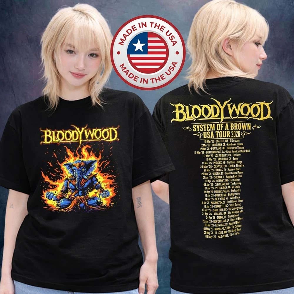 Bloodywood Merch System Of A Brown USA Tour 2026 Schedule T-Shirt Unisex T-shirt, Sweatshirt, Hoodie, Long Sleeve Tee - T-Shirt, Sweatshirt, Hoodie