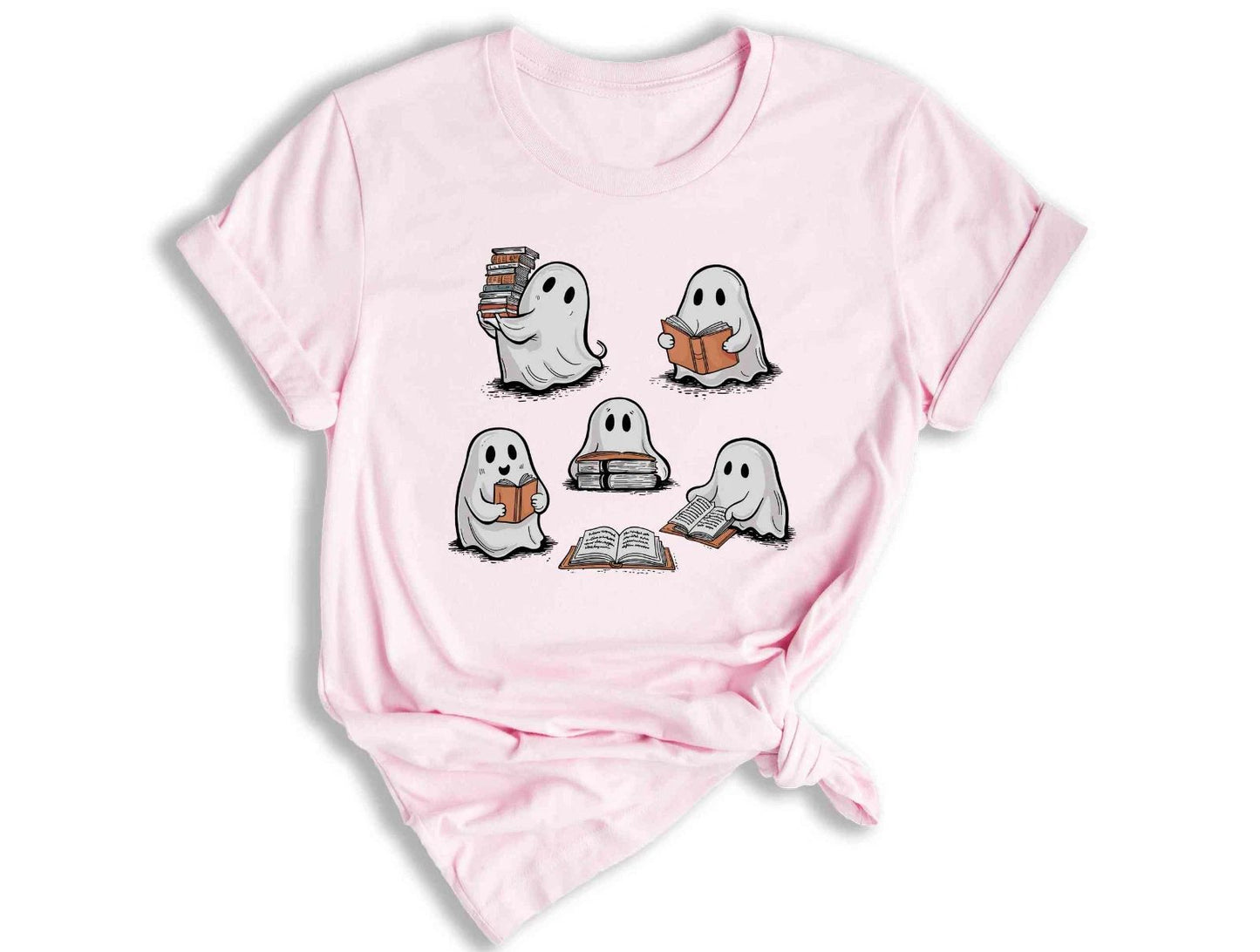 Ghost Reading Shirt, Cute Librarian Shirt, Teacher Halloween Shirt, Book Lover Unisex T-shirt, Sweatshirt, Hoodie, Long Sleeve Tee - T-Shirt, Sweatshirt, Hoodie