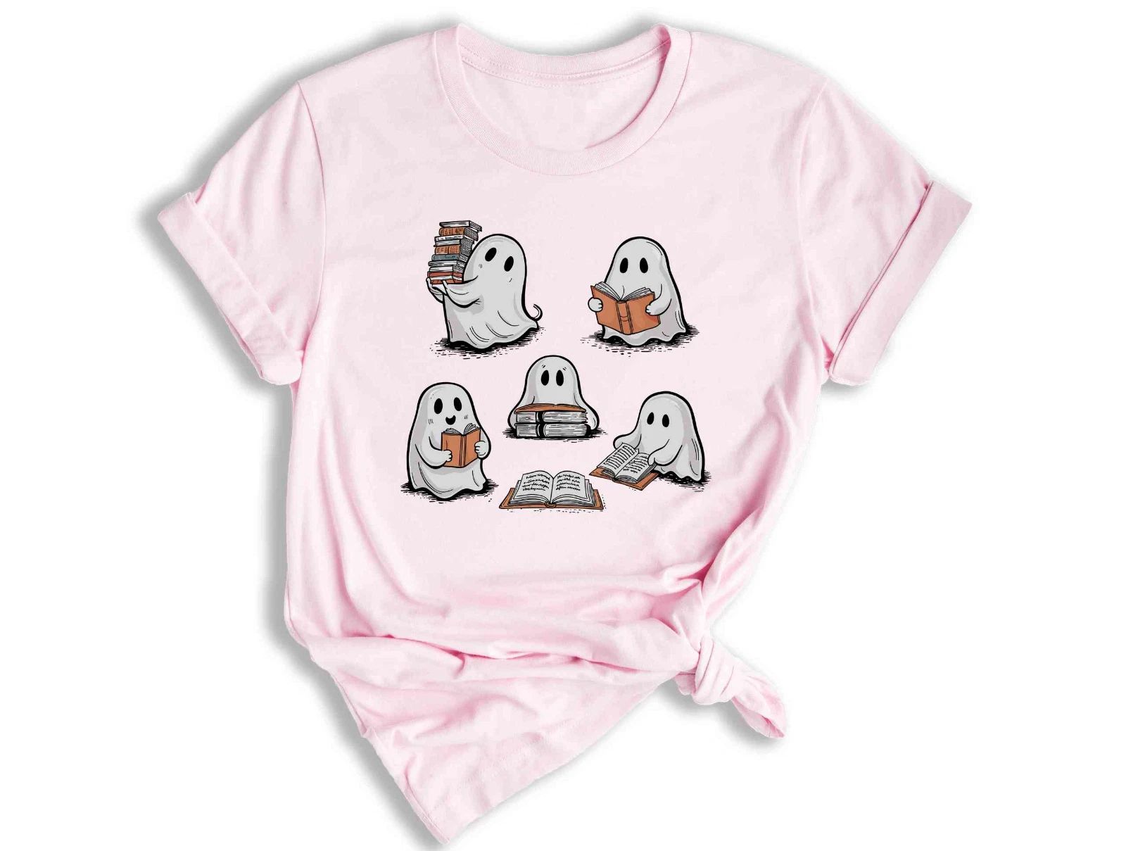 Ghost Reading Shirt, Cute Librarian Shirt, Teacher Halloween Shirt, Book Lover Unisex T-shirt, Sweatshirt, Hoodie, Long Sleeve Tee - T-Shirt, Sweatshirt, Hoodie