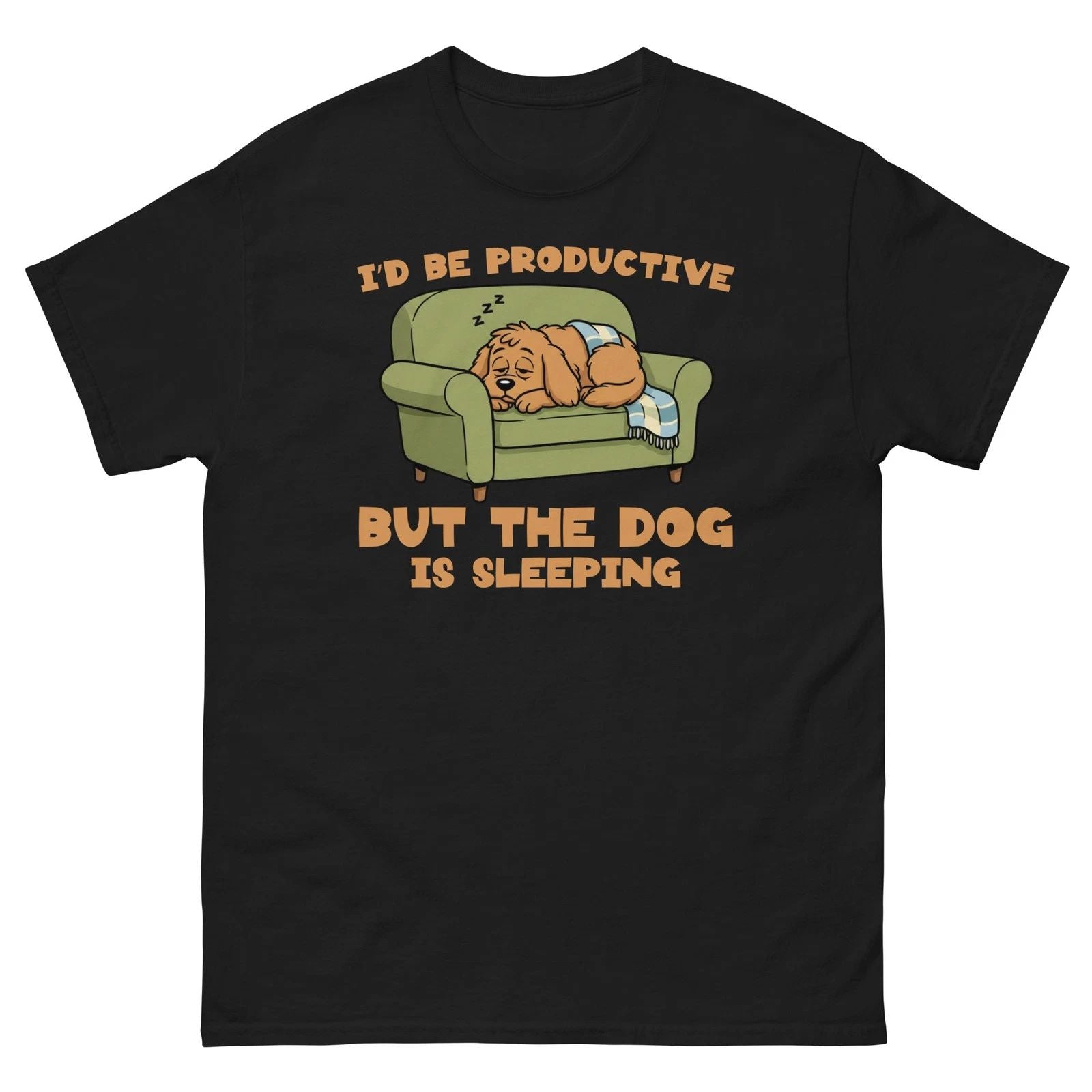Funny Dog Lover Shirt Id Be Productive But The Dog Is Sleeping Unisex T-shirt, Sweatshirt, Hoodie, Long Sleeve Tee - T-Shirt, Sweatshirt, Hoodie