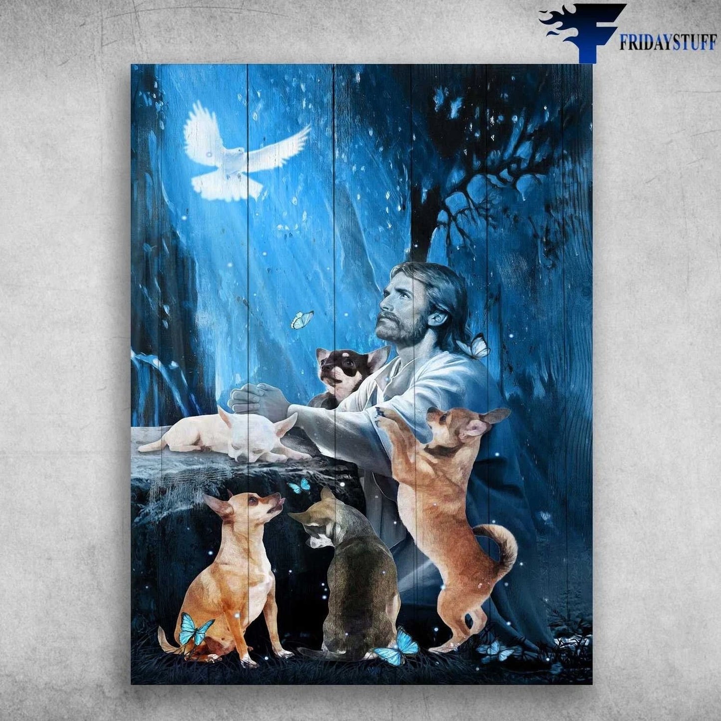 God And Chihuahua, Dog Lover, Jesus Poster, Dog Butterfly Dove Unisex T-shirt, Sweatshirt, Hoodie, Long Sleeve Tee - T-Shirt, Sweatshirt, Hoodie