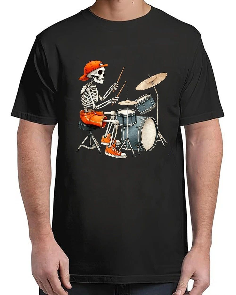 Skeleton Drums Halloween Costume Funny Drummer Vintage Adult S-4XL T-Shirt Unisex T-shirt, Sweatshirt, Hoodie, Long Sleeve Tee - T-Shirt, Sweatshirt, Hoodie