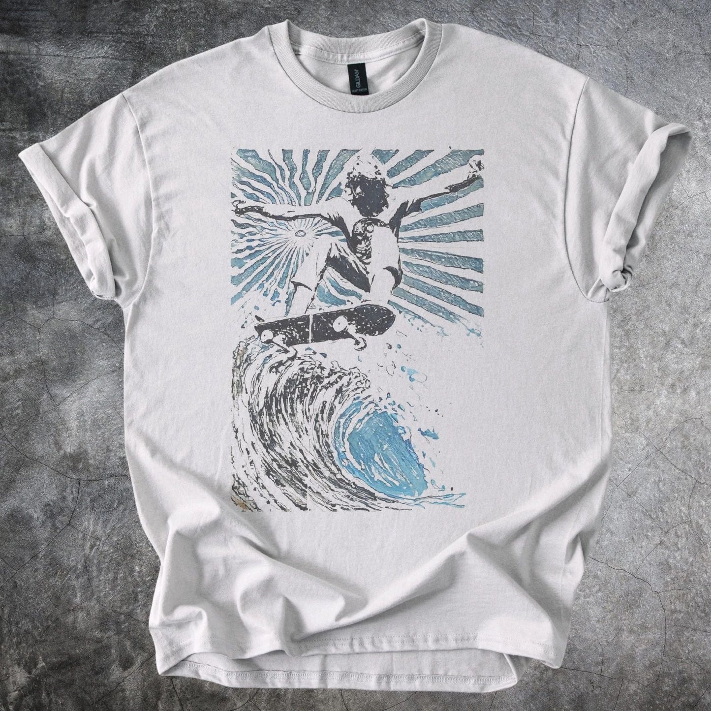 Abstract Cosmic Energy Graphic Tee Blue Black Modern Art Design Unisex T-shirt, Sweatshirt, Hoodie, Long Sleeve Tee - T-Shirt, Sweatshirt, Hoodie