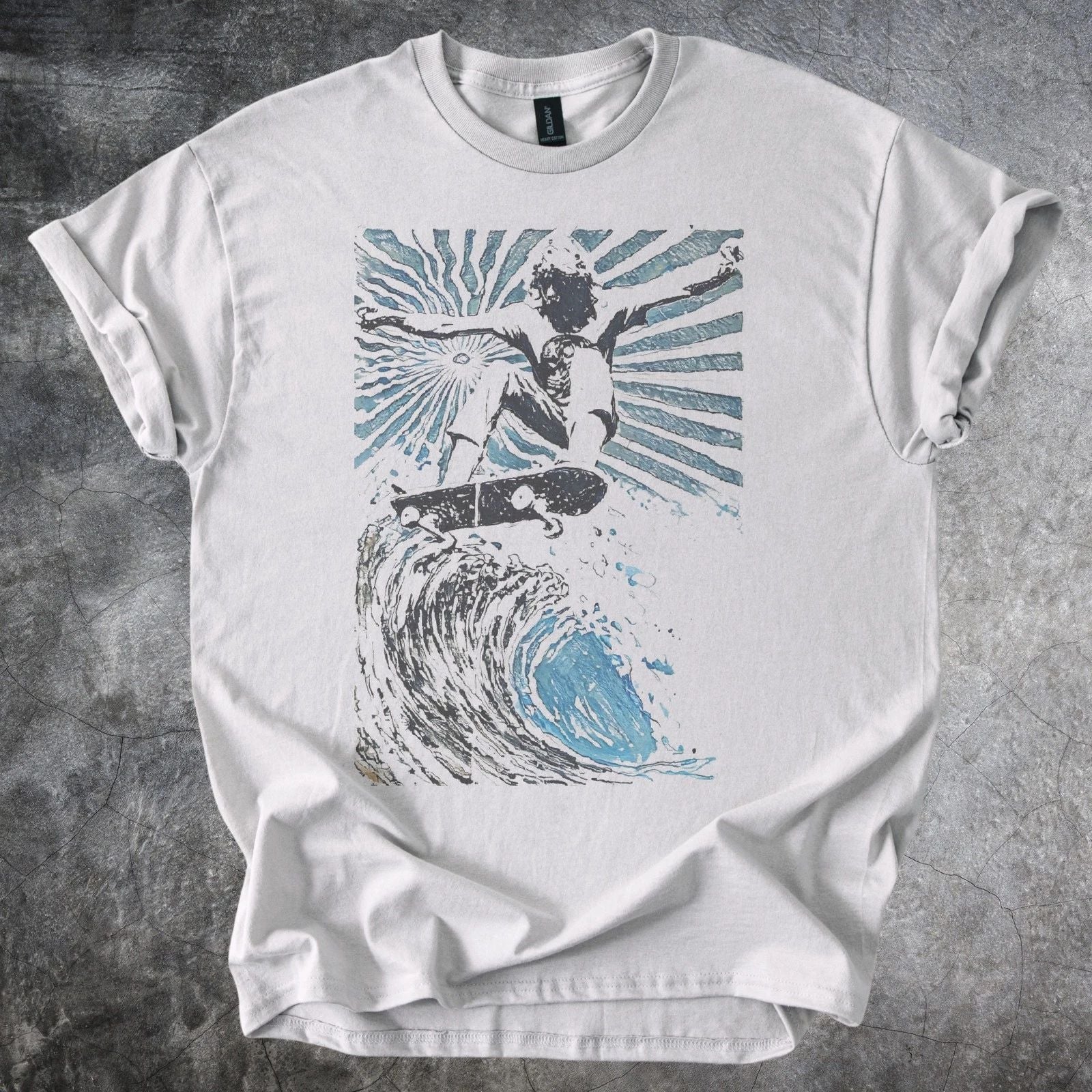 Abstract Cosmic Energy Graphic Tee Blue Black Modern Art Design Unisex T-shirt, Sweatshirt, Hoodie, Long Sleeve Tee - T-Shirt, Sweatshirt, Hoodie