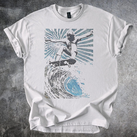 Abstract Cosmic Energy Graphic Tee Blue Black Modern Art Design Unisex T-shirt, Sweatshirt, Hoodie, Long Sleeve Tee - T-Shirt, Sweatshirt, Hoodie