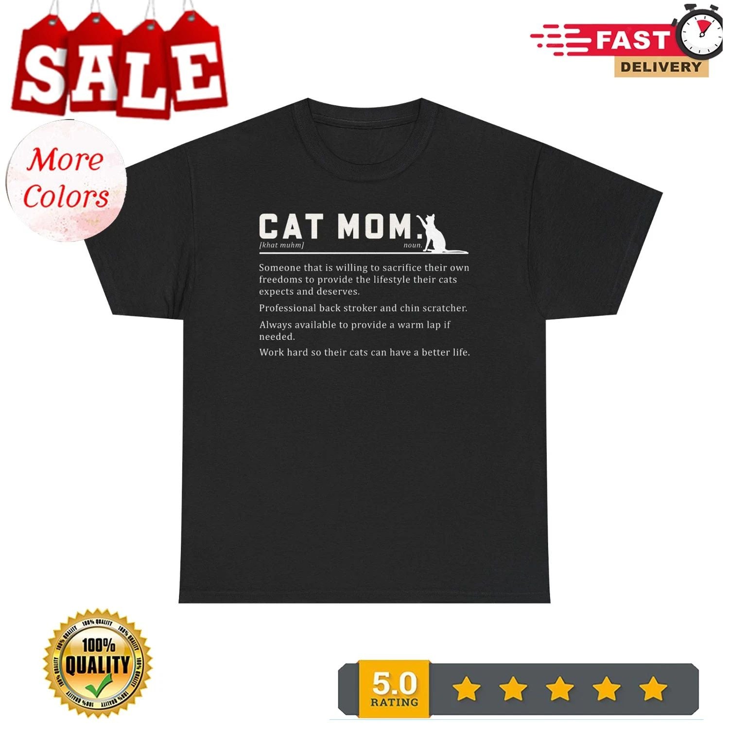 Cat Mom Definition Funny Meaning Cats Kitten Lover Mother T-Shirt Tee Gift NEW Unisex T-shirt, Sweatshirt, Hoodie, Long Sleeve Tee - T-Shirt, Sweatshirt, Hoodie