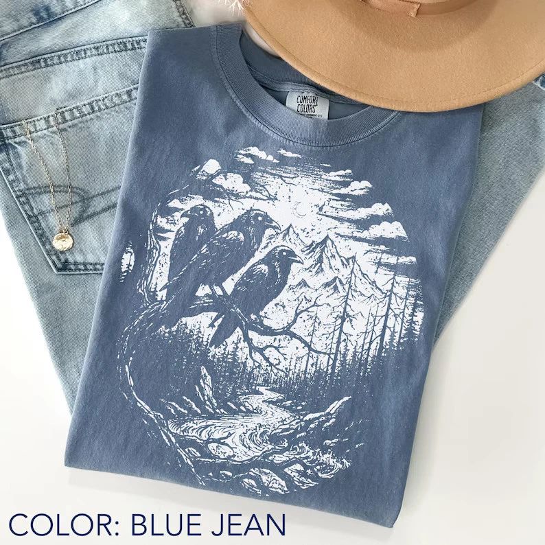 Vintage Raven Graphic Comfort Tee Unisex T-shirt, Sweatshirt, Hoodie, Long Sleeve Tee - T-Shirt, Sweatshirt, Hoodie