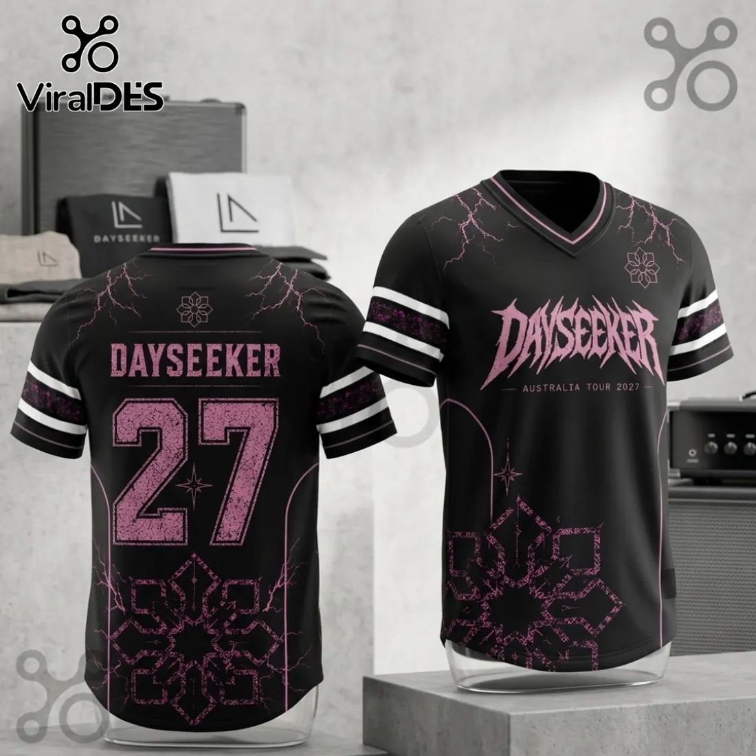 Dayseeker Black and Pink 2027 Australian Tour Football Jersey football jersey product view 1