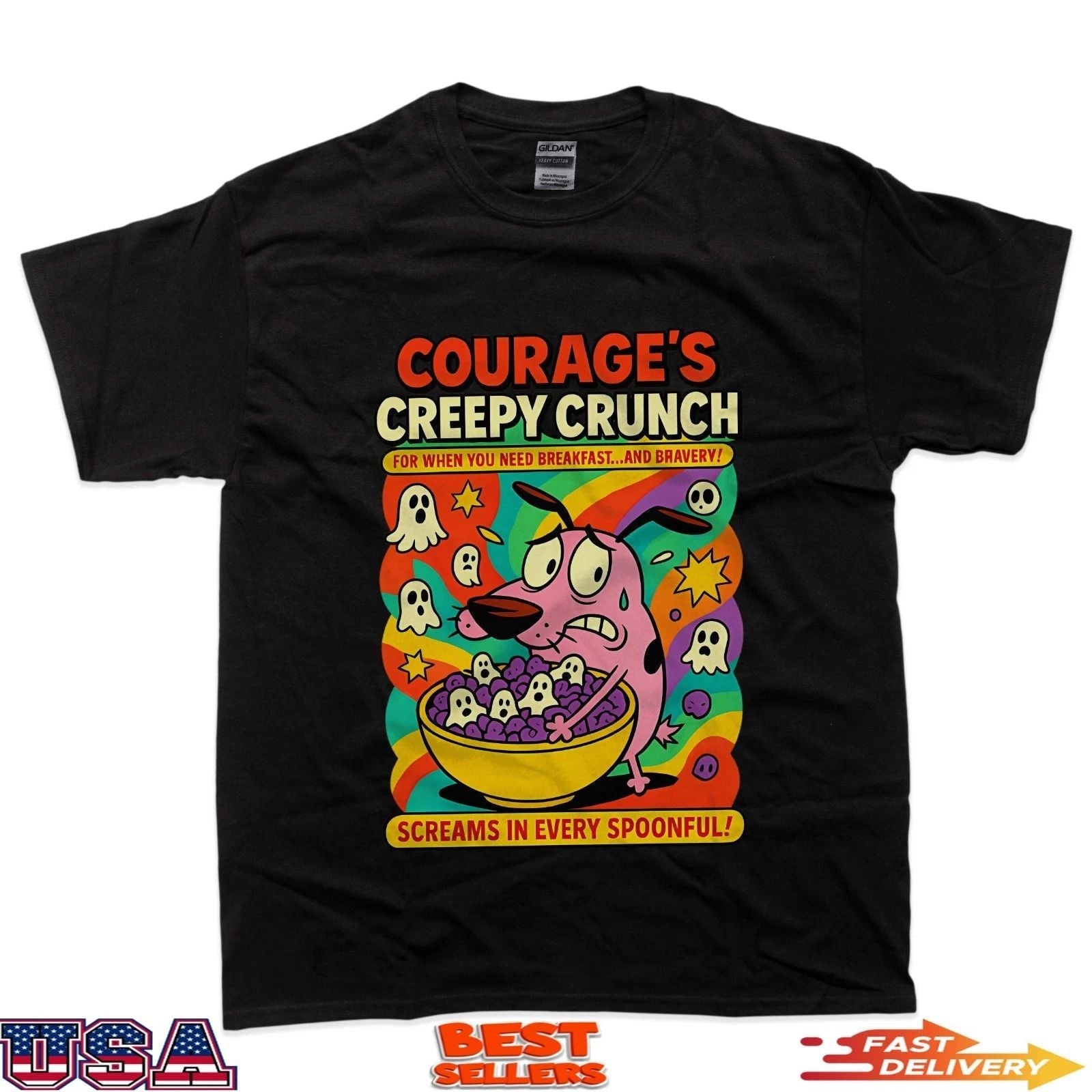 Courage The Cowardly Dog Cereal Box T-Shirt Unisex T-shirt, Sweatshirt, Hoodie, Long Sleeve Tee - T-Shirt, Sweatshirt, Hoodie