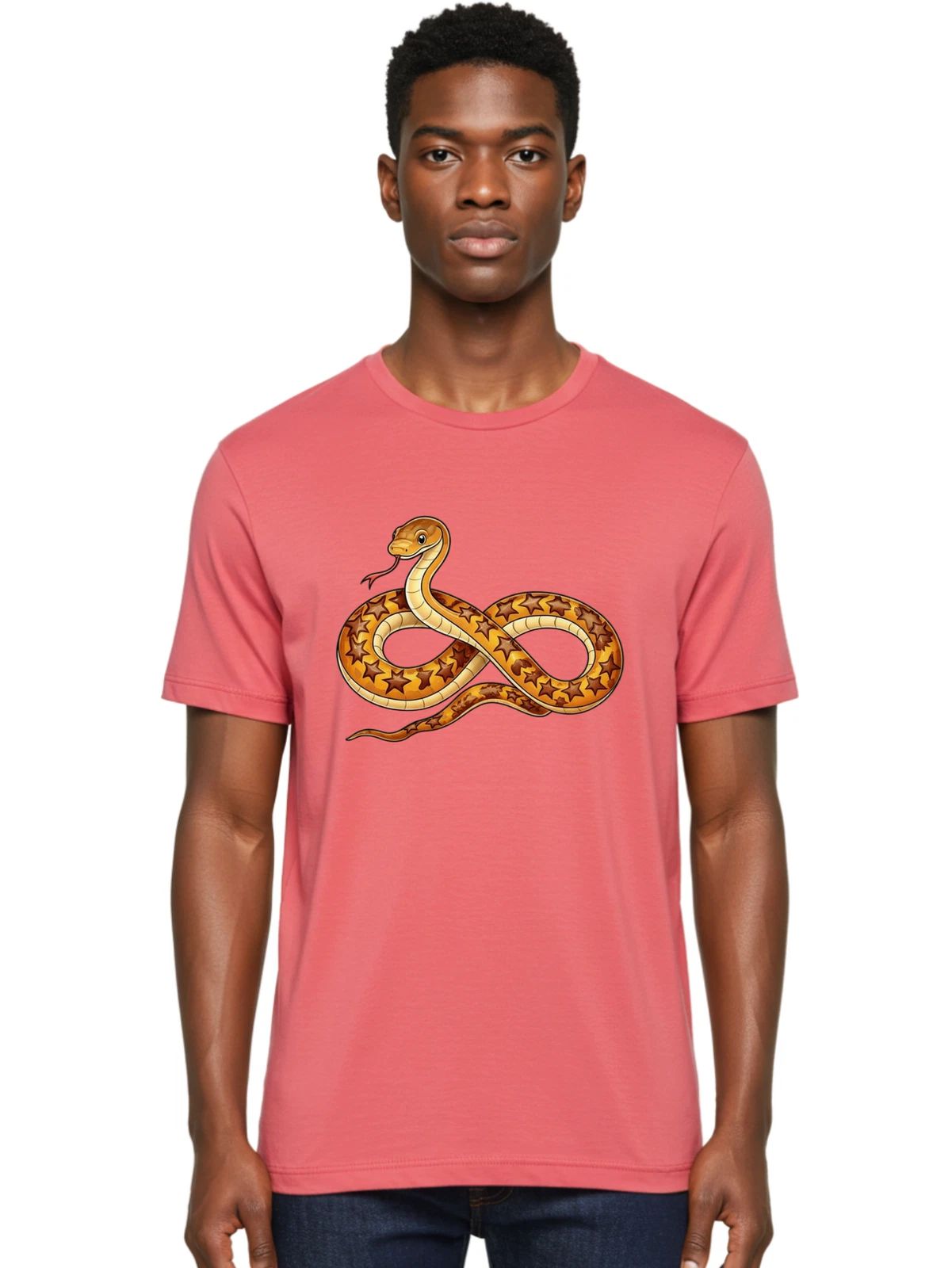 Snake-With-Stars-1 Mens Graphic Tee, 100% Cotton, Casual Summer Wear Unisex T-shirt, Sweatshirt, Hoodie, Long Sleeve Tee - T-Shirt, Sweatshirt, Hoodie