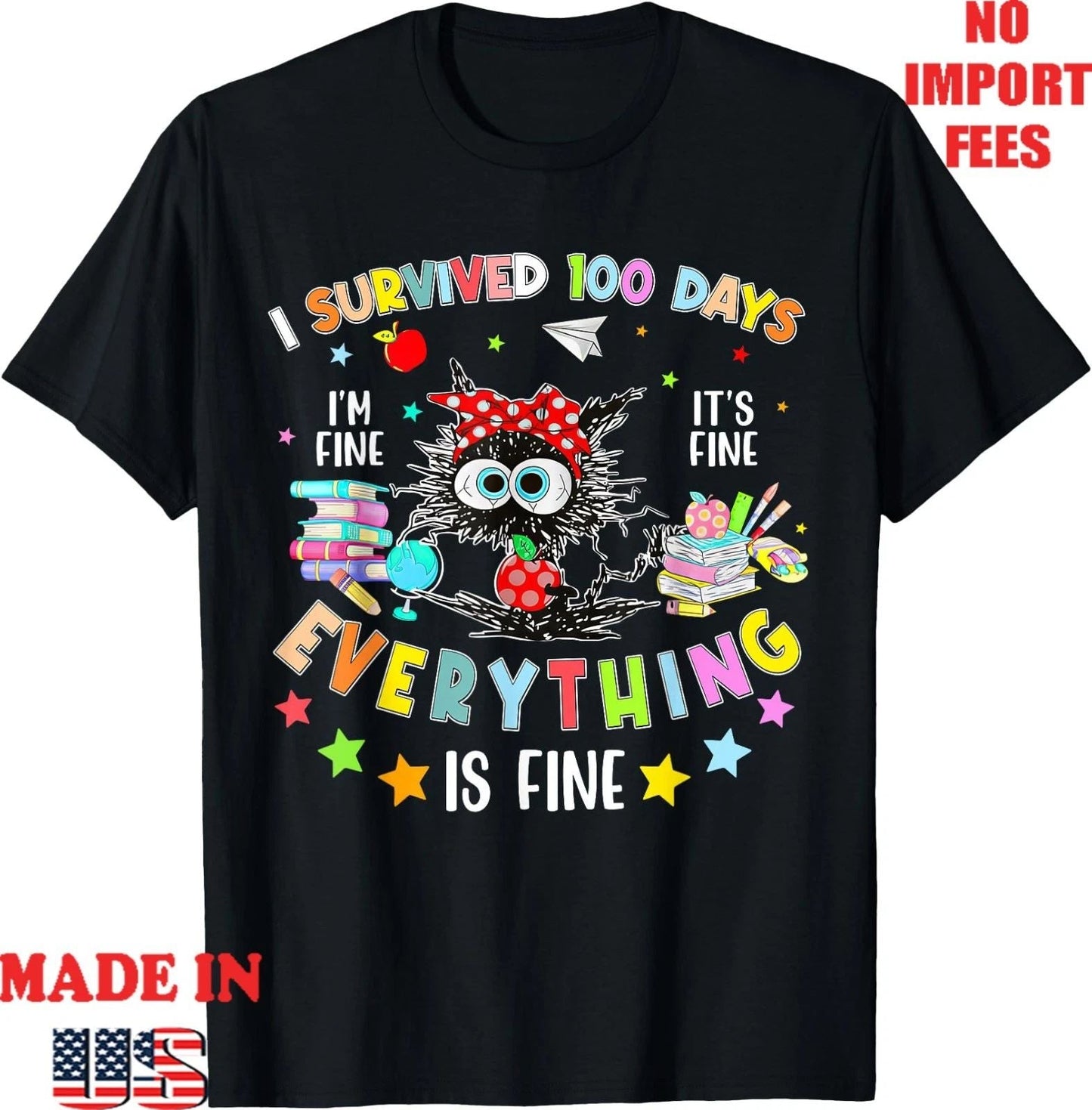 I Survived 100 Days of School Teacher Kids Cat Lover T-Shirt, Kid Adult Tee Unisex T-shirt, Sweatshirt, Hoodie, Long Sleeve Tee - T-Shirt, Sweatshirt, Hoodie