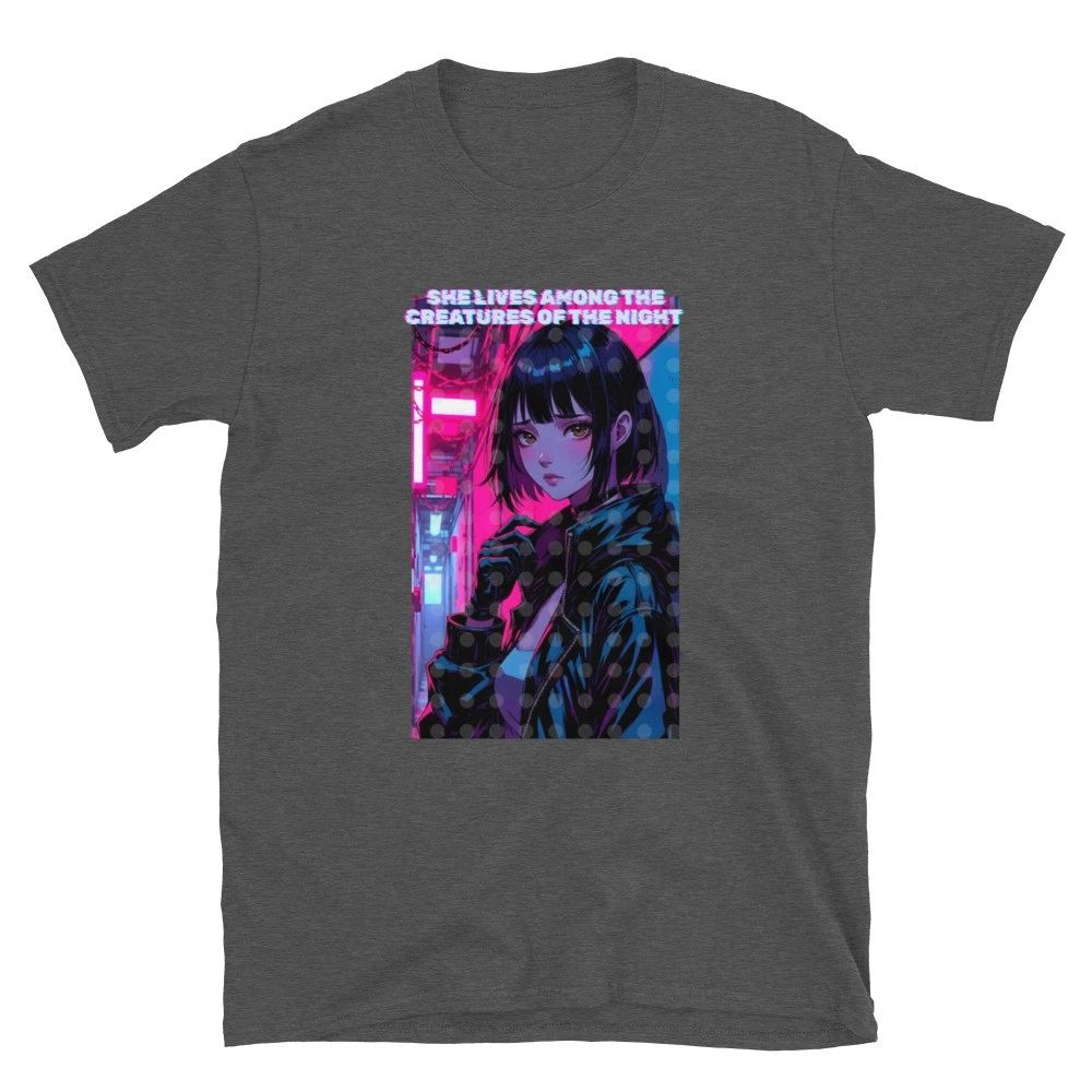Anime Girl T-Shirt Creatures Of The Night Cyberpunk Streetwear. Unisex T-shirt, Sweatshirt, Hoodie, Long Sleeve Tee - T-Shirt, Sweatshirt, Hoodie
