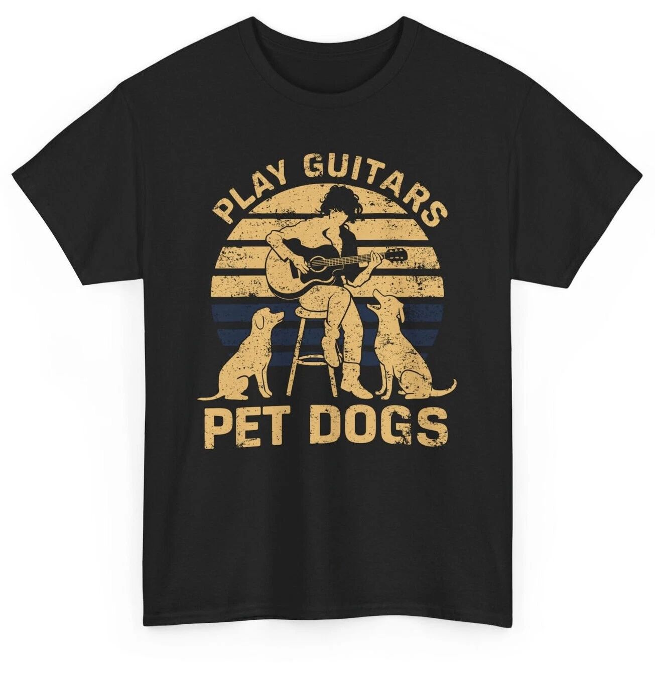 Play Guitars Pet Dogs Retro Music T-shirt - Guitarist Animals Dogs Lovers Tee Unisex T-shirt, Sweatshirt, Hoodie, Long Sleeve Tee - T-Shirt, Sweatshirt, Hoodie