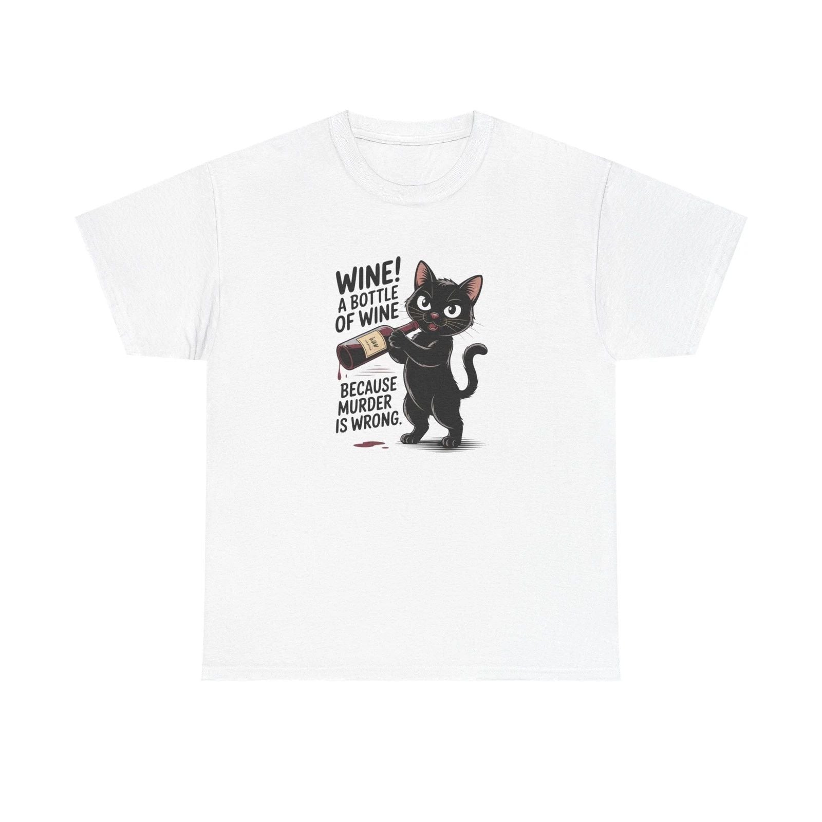 Black Cat Wine Lover Tee, Funny Graphic Print Shirt, Cat Mom Gift, Cat Lover Unisex T-shirt, Sweatshirt, Hoodie, Long Sleeve Tee - T-Shirt, Sweatshirt, Hoodie