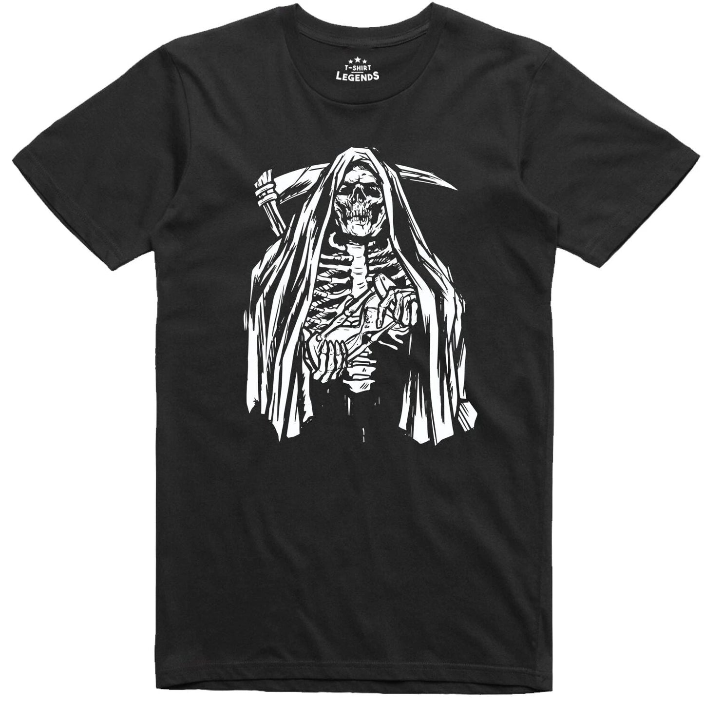 Grim Reaper Skeleton T Shirt Fantasy Horror Gothic Regular Fit Cotton T Shirt Unisex T-shirt, Sweatshirt, Hoodie, Long Sleeve Tee - T-Shirt, Sweatshirt, Hoodie
