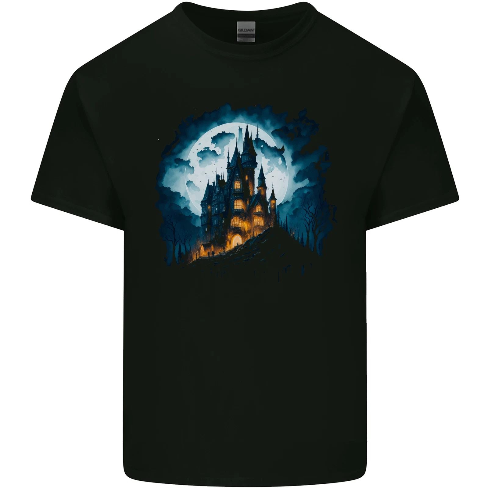 A Haunted Castle Fantasy Halloween Mens Light Cotton T-Shirt Unisex T-shirt, Sweatshirt, Hoodie, Long Sleeve Tee - T-Shirt, Sweatshirt, Hoodie