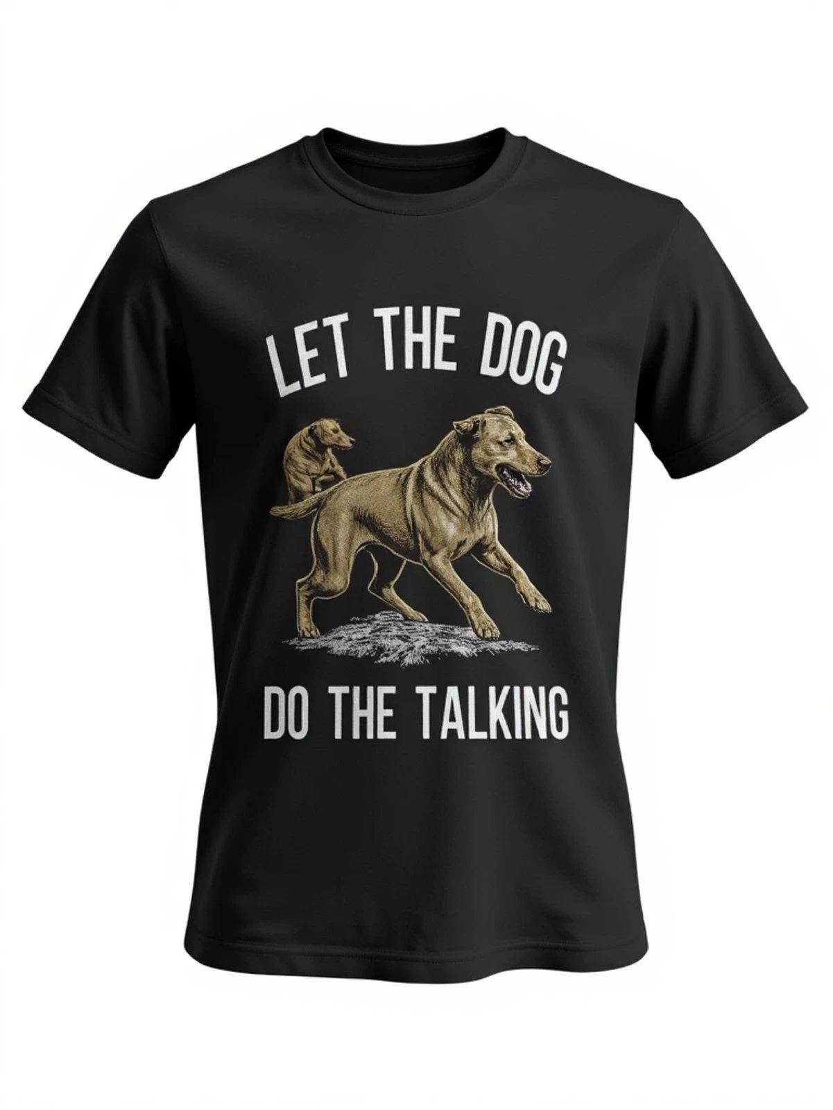 Black Dog Print Graphic T-Shirt  Casual Short Sleeve Tee for Dog Lovers, 100%, Unisex T-shirt, Sweatshirt, Hoodie, Long Sleeve Tee - T-Shirt, Sweatshirt, Hoodie