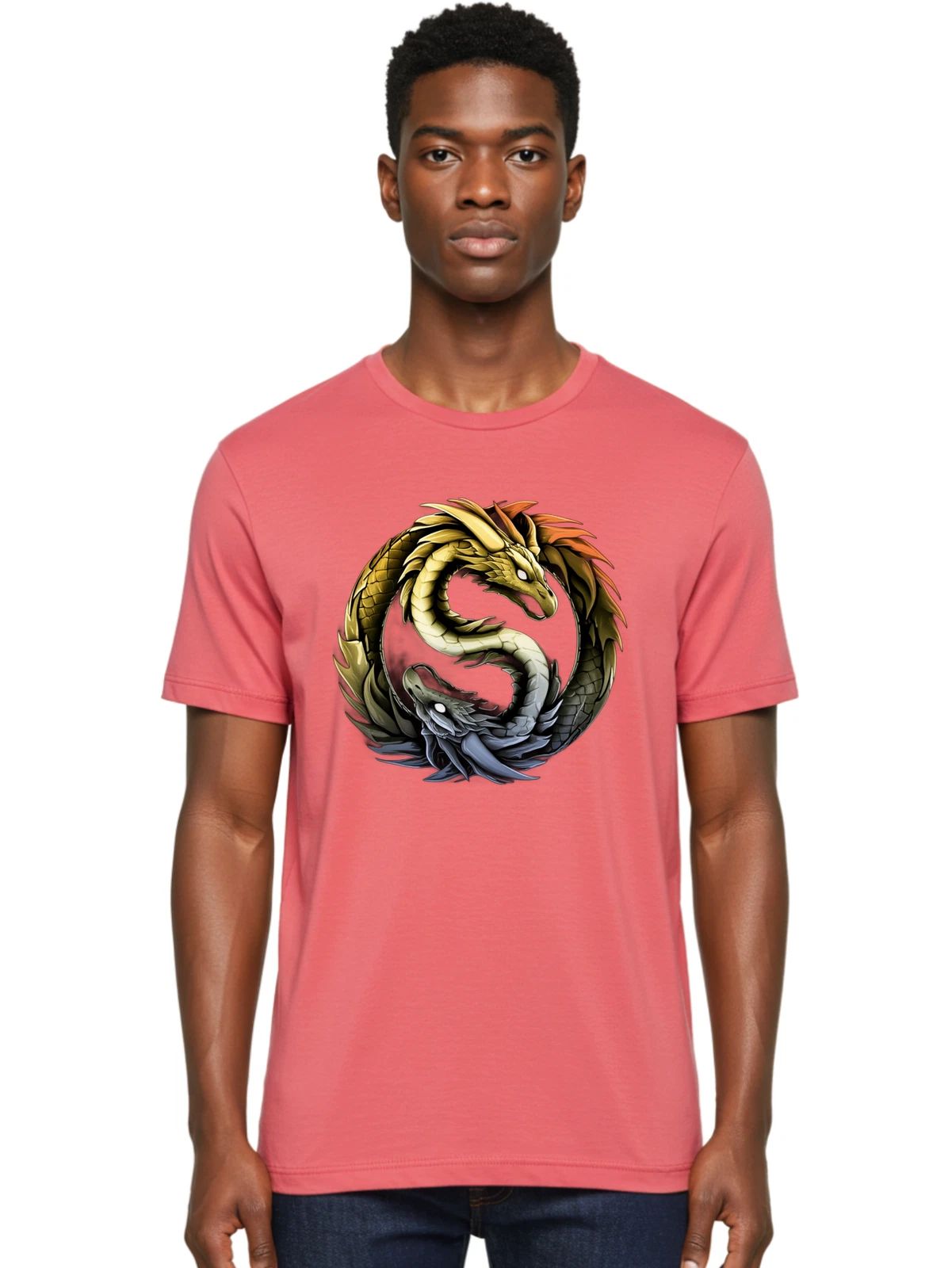 Yin-Yang-Dragons-4 Mens Graphic Tee, 100% Cotton, Casual Summer Wear Unisex T-shirt, Sweatshirt, Hoodie, Long Sleeve Tee - T-Shirt, Sweatshirt, Hoodie
