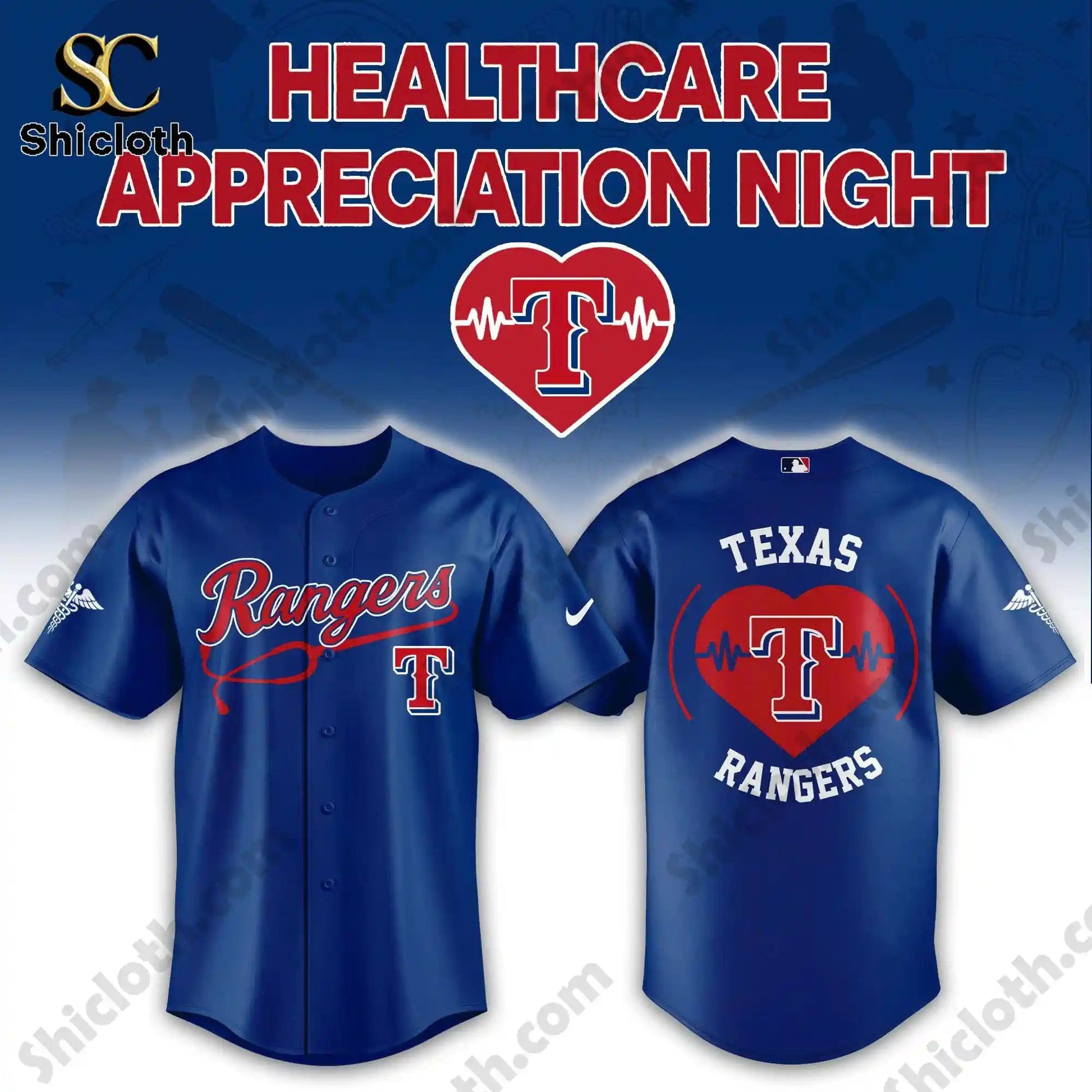 Texas Rangers Healthcare Appreciation Night Limited Edition Jersey 2026 baseball jersey product view 2