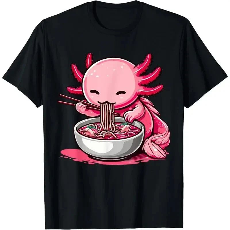 Anime Kawaii Axolotl Eating Ramen Noodles Kids Teen Girl Boy T-Shirt Unisex T-shirt, Sweatshirt, Hoodie, Long Sleeve Tee - T-Shirt, Sweatshirt, Hoodie