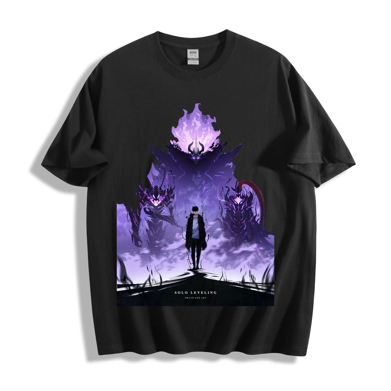 Solo Leveling Sung Jinwoo & Shadows T-Shirt -  Dark Fantasy Design Unisex Tee Unisex T-shirt, Sweatshirt, Hoodie, Long Sleeve Tee - T-Shirt, Sweatshirt, Hoodie