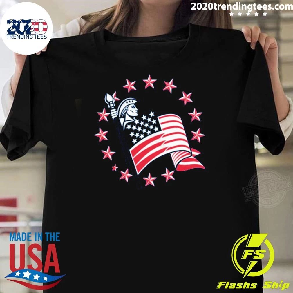 Patriotic Lady Liberty Holding American Flag USA Pride Shirt Unisex T-shirt, Sweatshirt, Hoodie, Long Sleeve Tee - T-Shirt, Sweatshirt, Hoodie