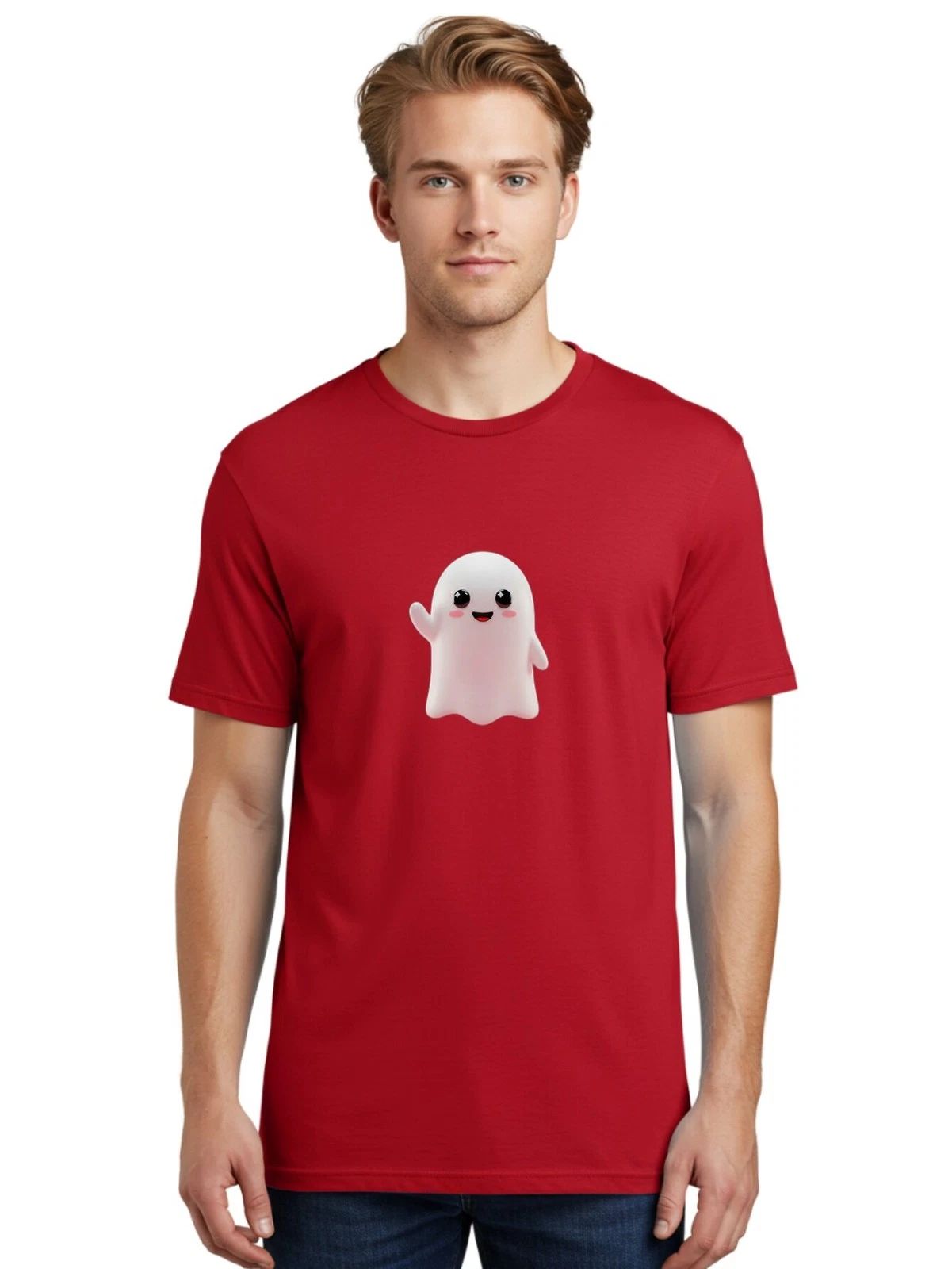 Cute-Ghost Mens Graphic Tee, 100% Cotton, Casual Summer Wear Unisex T-shirt, Sweatshirt, Hoodie, Long Sleeve Tee - T-Shirt, Sweatshirt, Hoodie