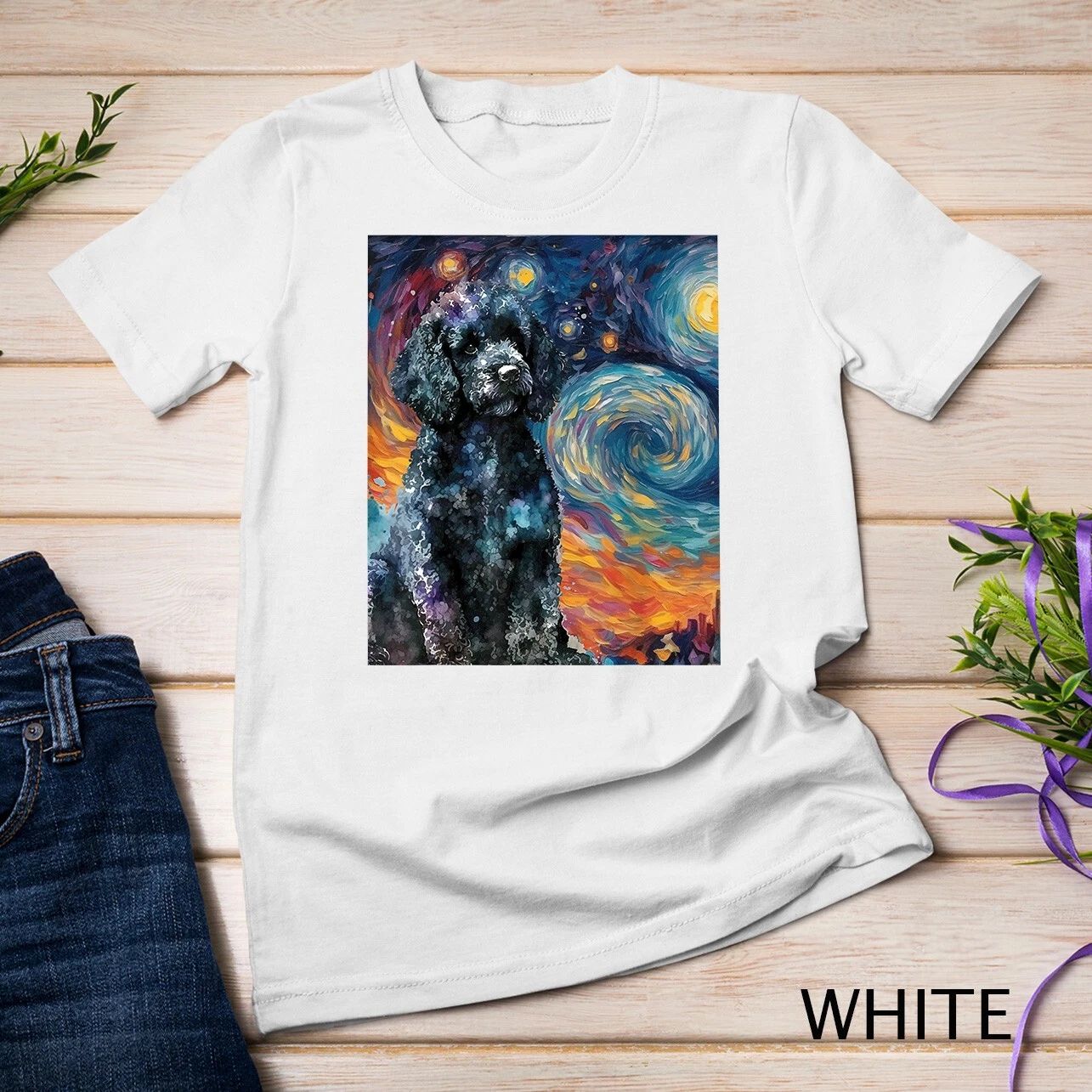 Black Poodle Starry Night - Dog Lover Puppy Pet Owner T-Shirt Unisex T-shirt Unisex T-shirt, Sweatshirt, Hoodie, Long Sleeve Tee - T-Shirt, Sweatshirt, Hoodie