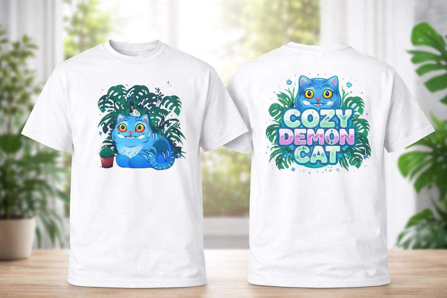 Cute Cat T-Shirt Cozy Aesthetic Plant Lover Graphic Tee White Black Unisex T-shirt, Sweatshirt, Hoodie, Long Sleeve Tee - T-Shirt, Sweatshirt, Hoodie