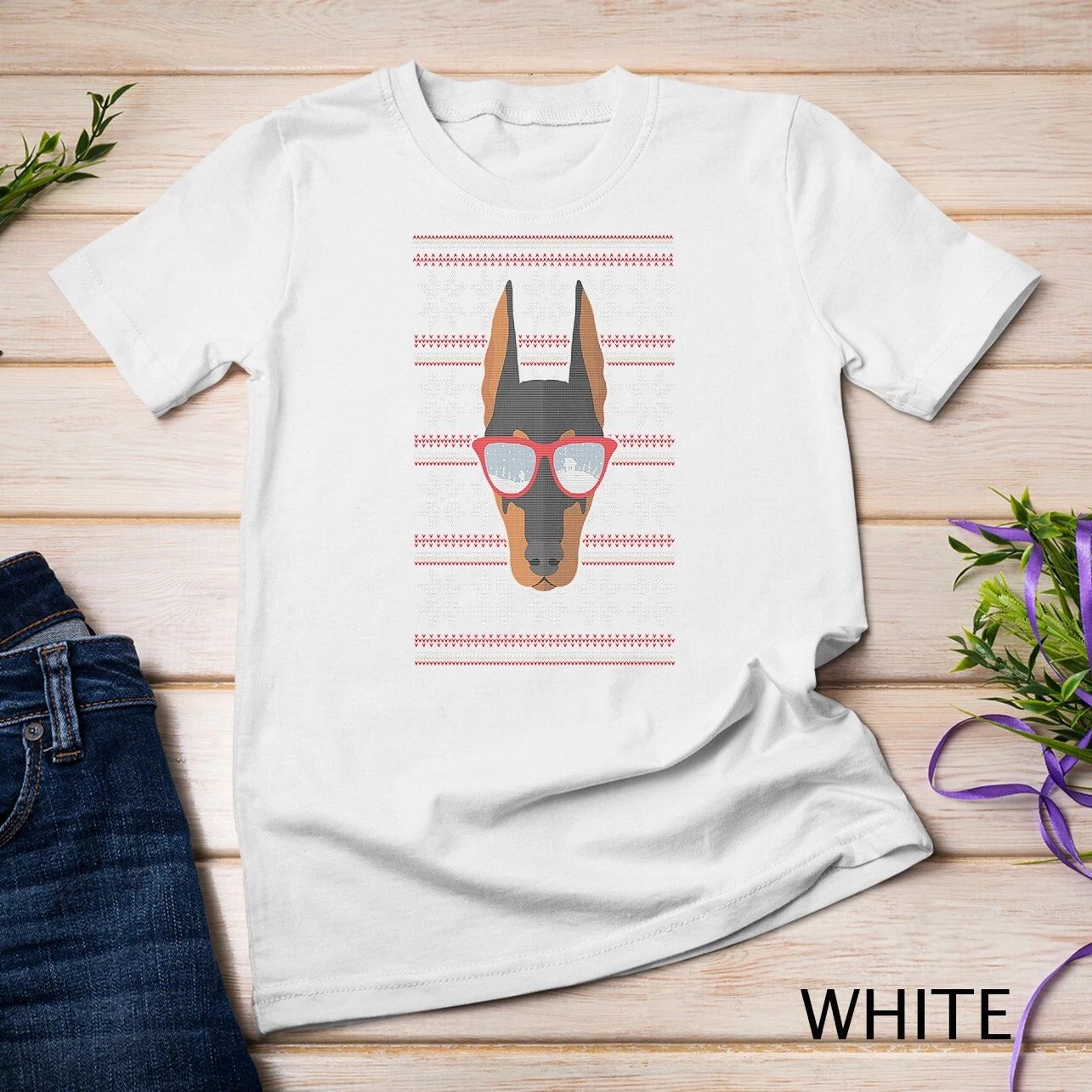 Doberman Pinscher Ugly Christmas Holiday Dog Lover Xmas Gift Unisex T-shirt Unisex T-shirt, Sweatshirt, Hoodie, Long Sleeve Tee - T-Shirt, Sweatshirt, Hoodie
