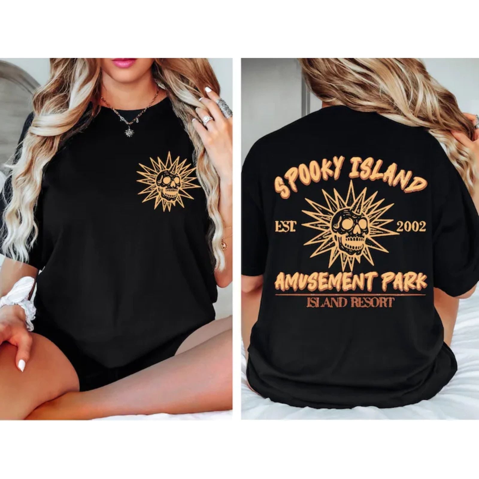 Spooky Island Amusement Park Skull Retro Graphic Tee Dark Aesthetic Unisex T-shirt, Sweatshirt, Hoodie, Long Sleeve Tee - T-Shirt, Sweatshirt, Hoodie