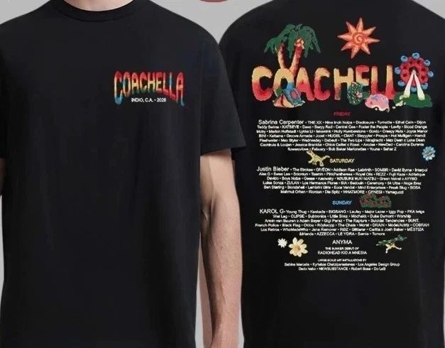 1Coachella 2026 Merch In Indio California Logo With Lineup Felt Cute T-Shirt Unisex T-shirt, Sweatshirt, Hoodie, Long Sleeve Tee - T-Shirt, Sweatshirt, Hoodie