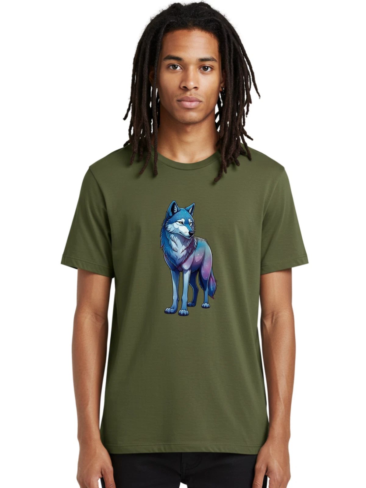 Galaxy-Wolf-6 Mens Graphic Tee, 100% Cotton, Casual Summer Wear Unisex T-shirt, Sweatshirt, Hoodie, Long Sleeve Tee - T-Shirt, Sweatshirt, Hoodie