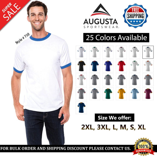 Augusta Sportswear 710 Polyester/Cotton 50/50 Jersey Knit Ringer T-Shirt S-3XL Unisex T-shirt, Sweatshirt, Hoodie, Long Sleeve Tee - T-Shirt, Sweatshirt, Hoodie