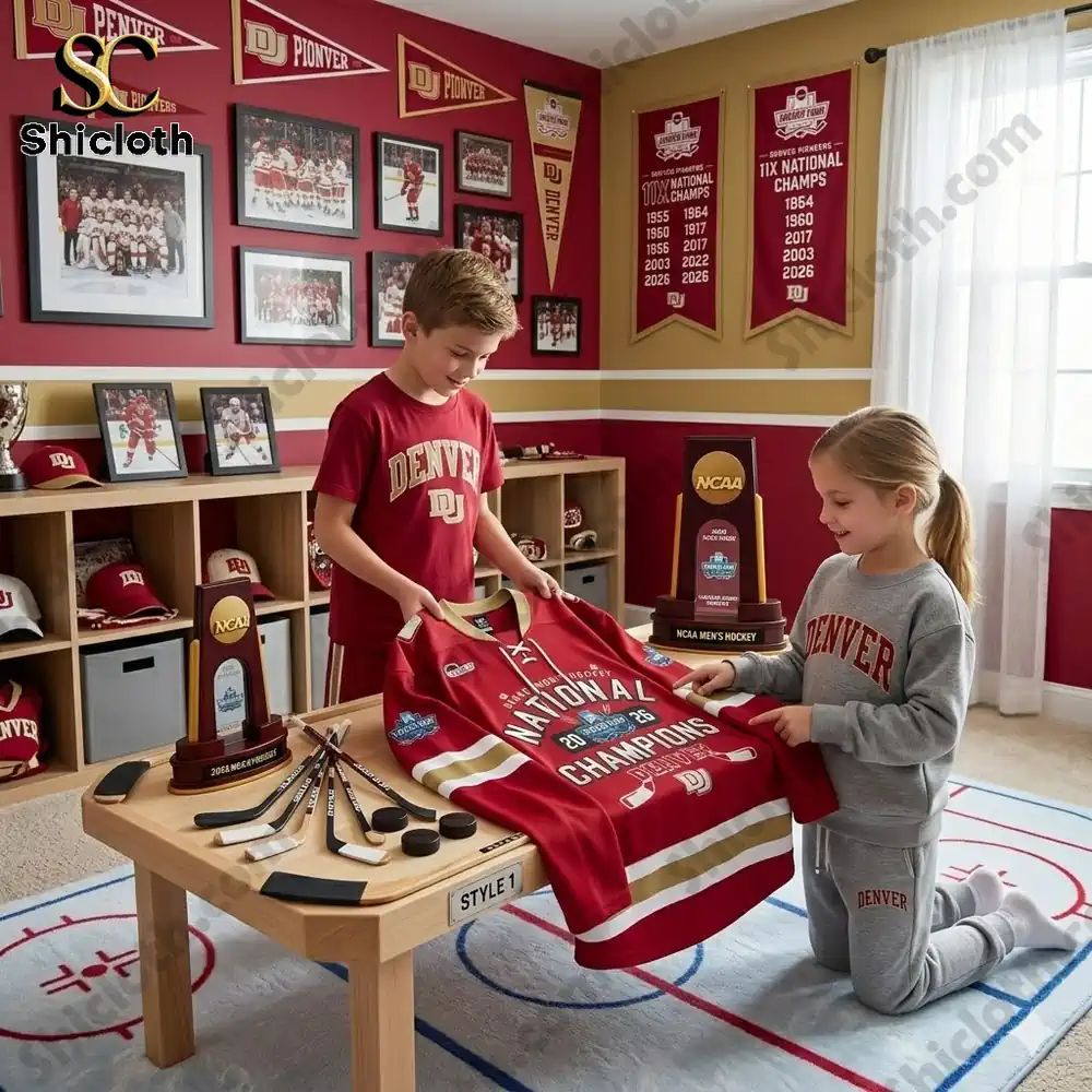Denver Pioneers Men’s Hockey 2026 National Champions Hockey Jersey hockey jersey product view 1