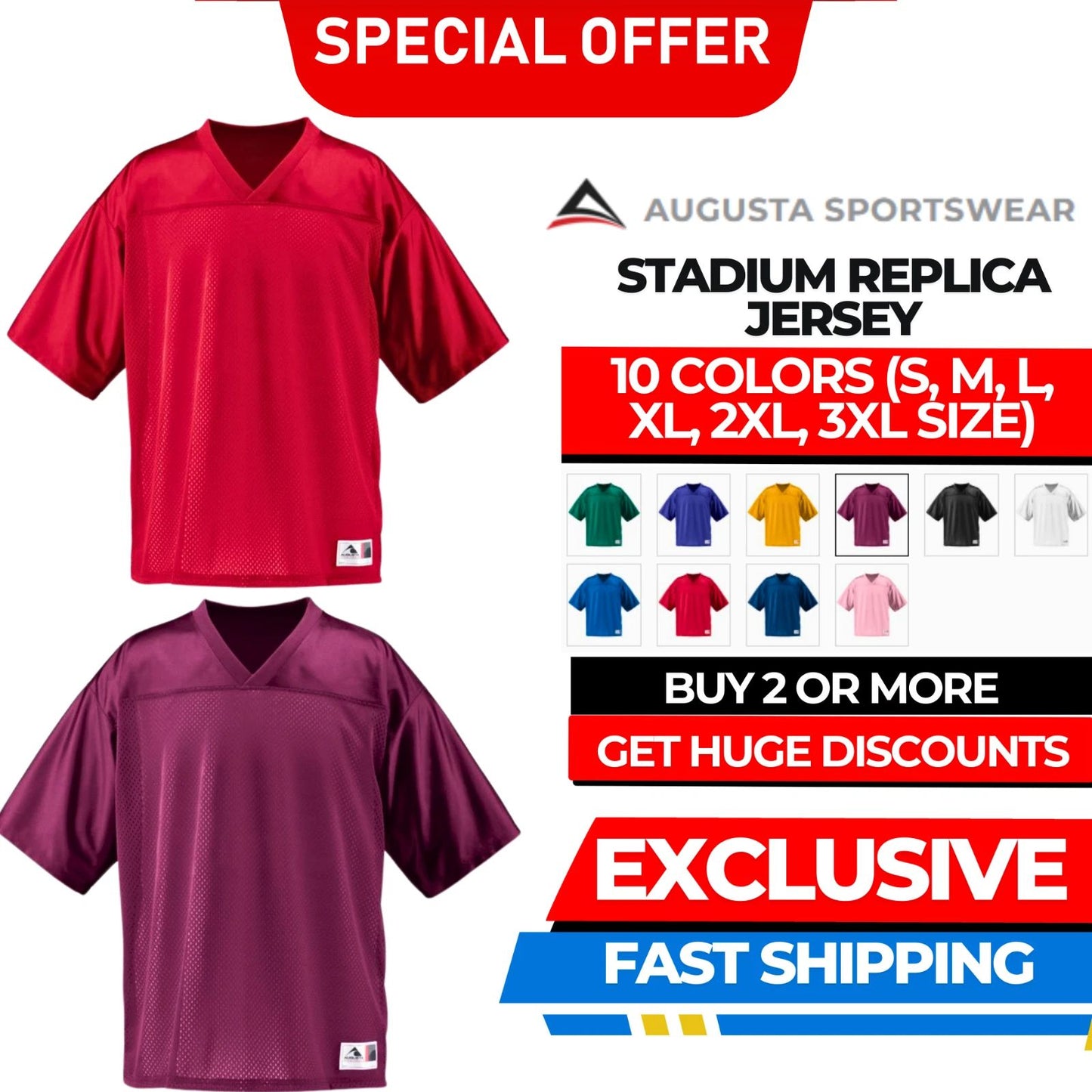 Augusta Sportswear 257 Men's 100% Polyester Stadium Replica Stylish Jersey Unisex T-shirt, Sweatshirt, Hoodie, Long Sleeve Tee - T-Shirt, Sweatshirt, Hoodie