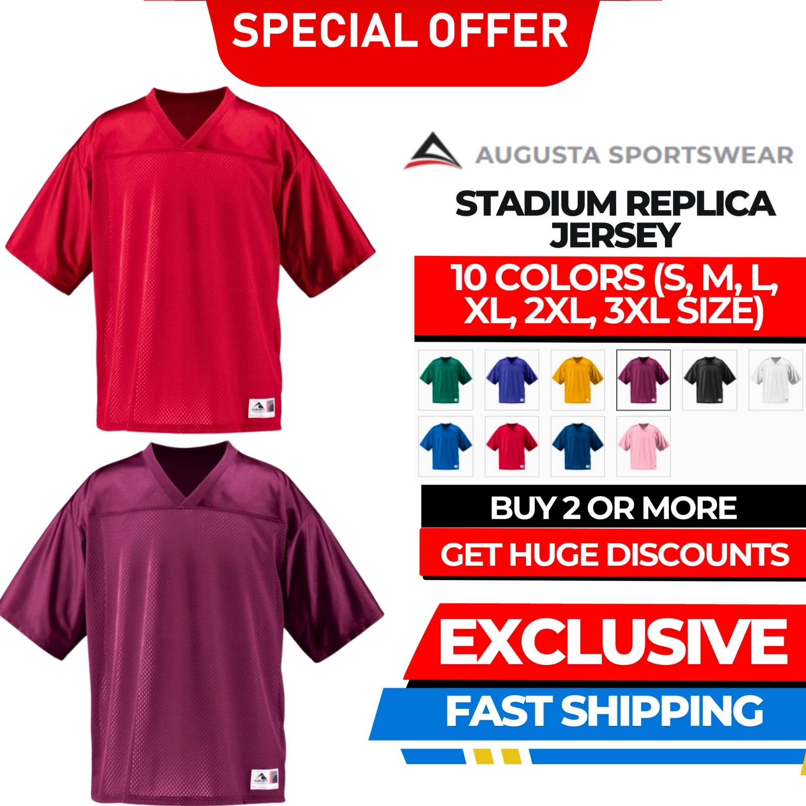 Augusta Sportswear 257 Men's 100% Polyester Stadium Replica Stylish Jersey Unisex T-shirt, Sweatshirt, Hoodie, Long Sleeve Tee - T-Shirt, Sweatshirt, Hoodie