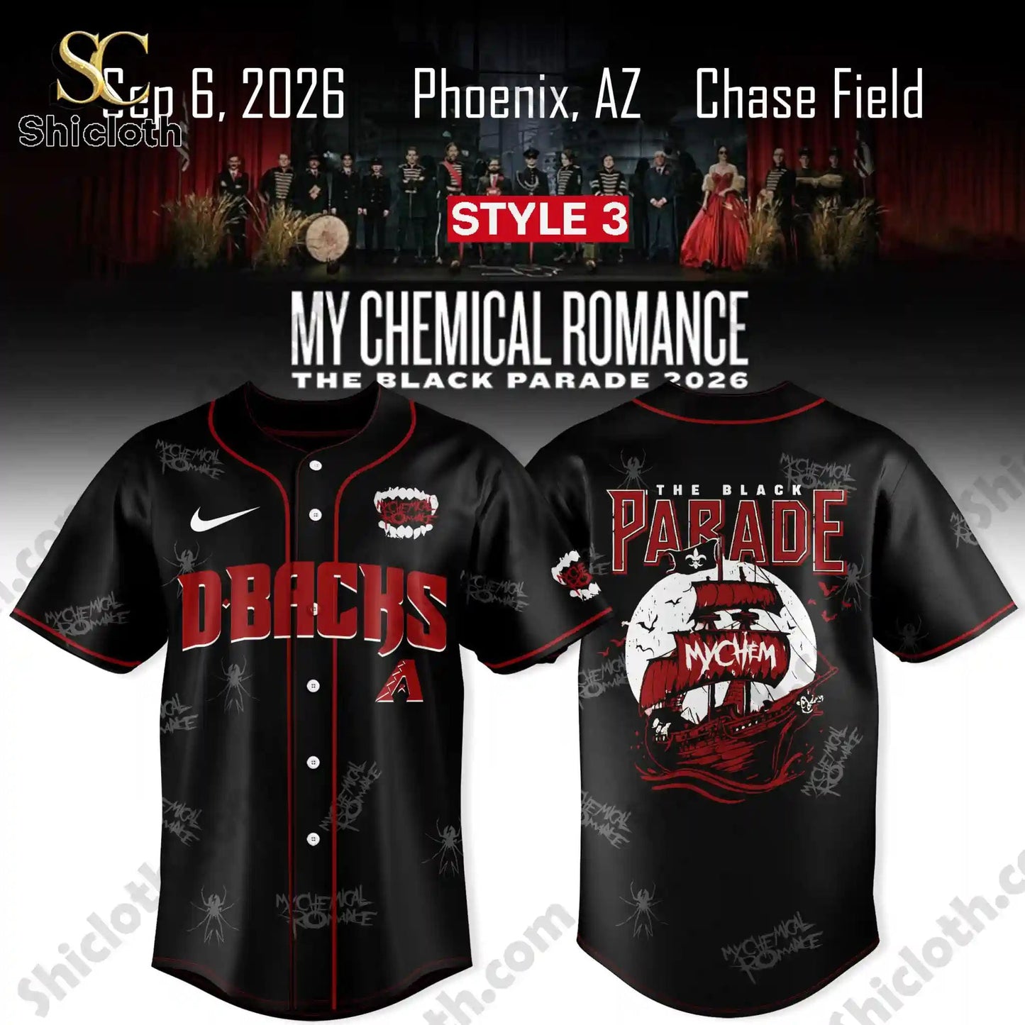 Arizona Diamondbacks x My Chemical Romance The Black Parade 2026 Jersey baseball jersey product view 4
